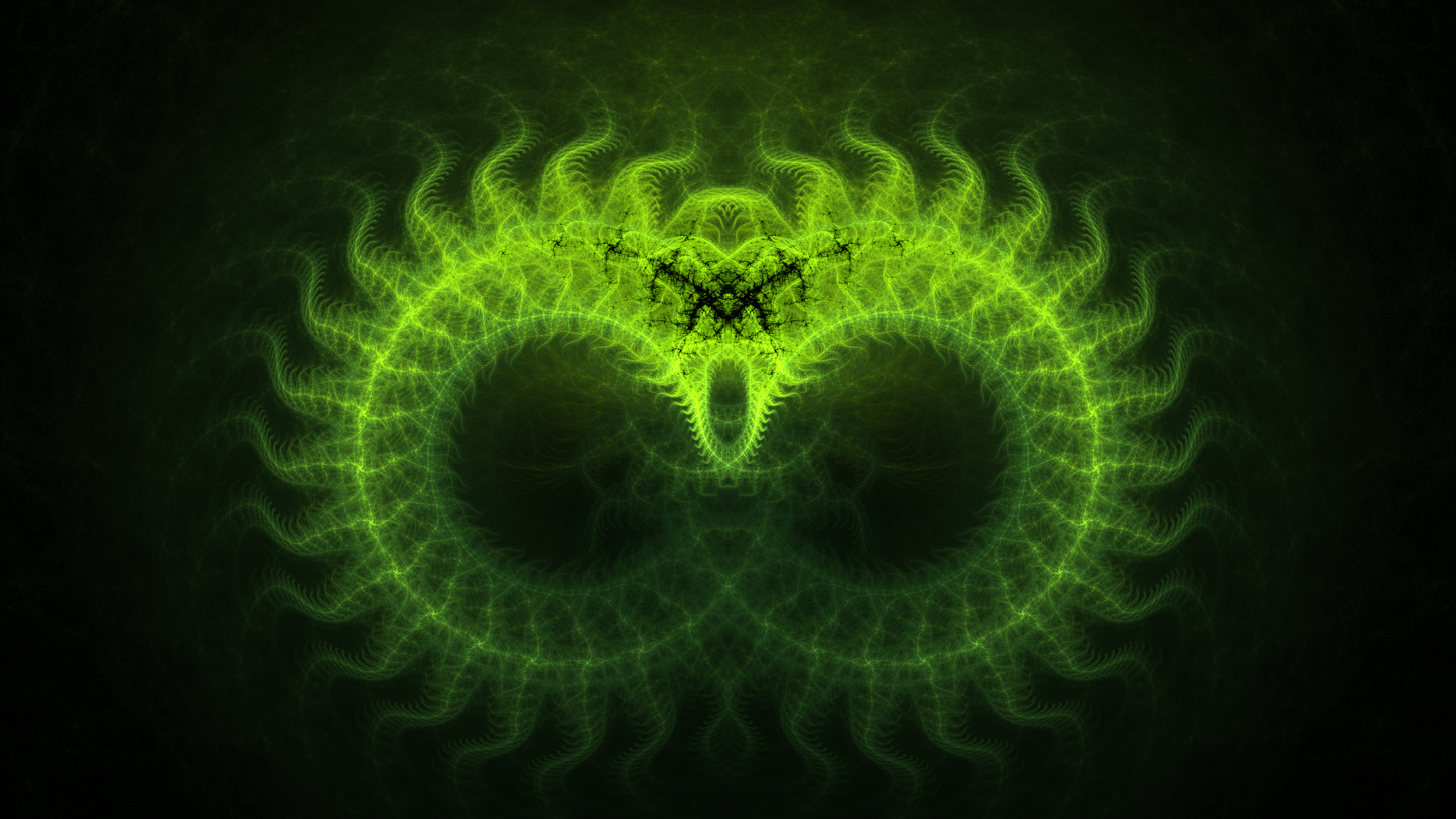 General 2600x1462 abstract fractal symmetry digital art shapes green