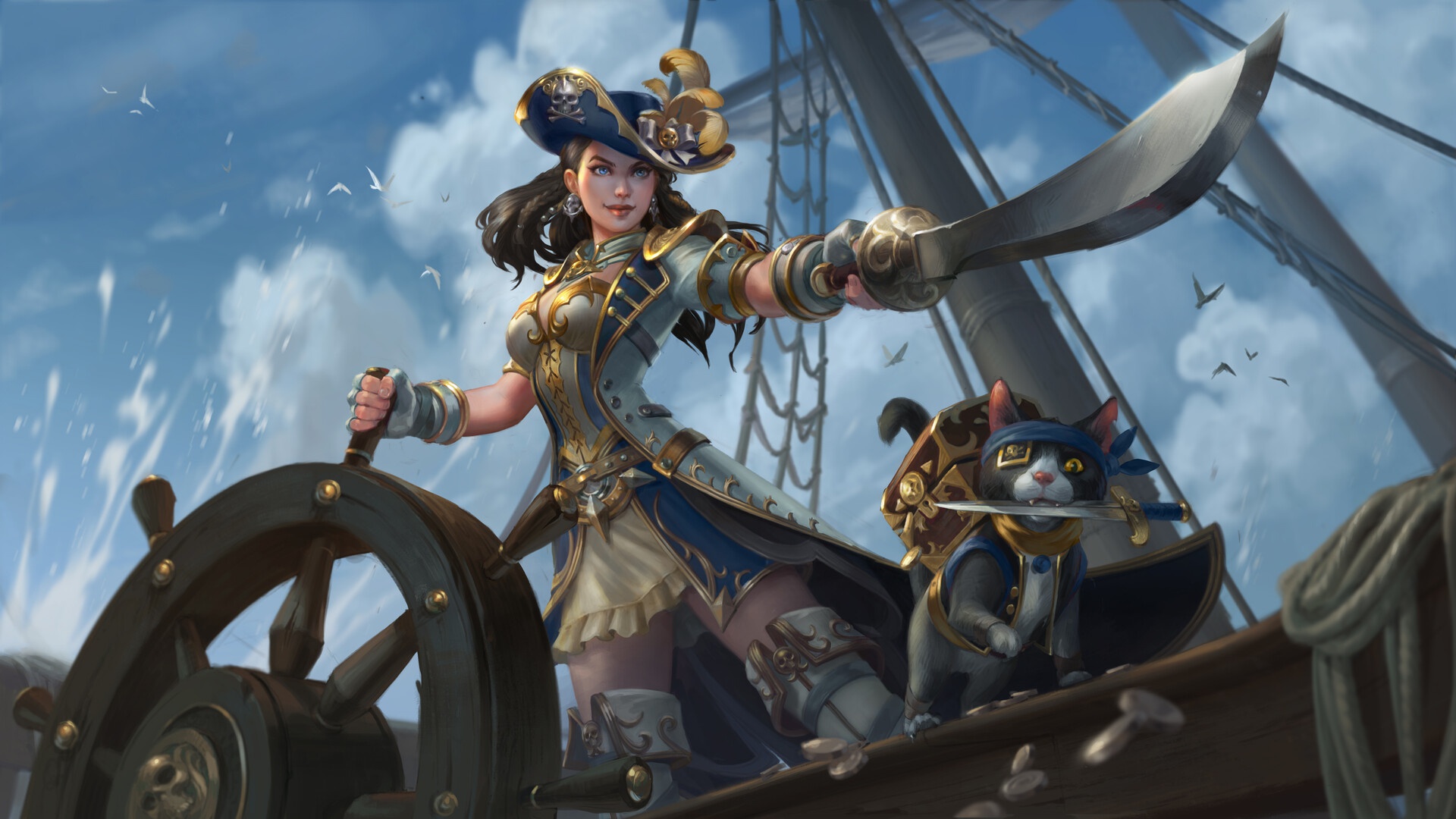 General 1920x1080 artwork fantasy girl fantasy art pirates