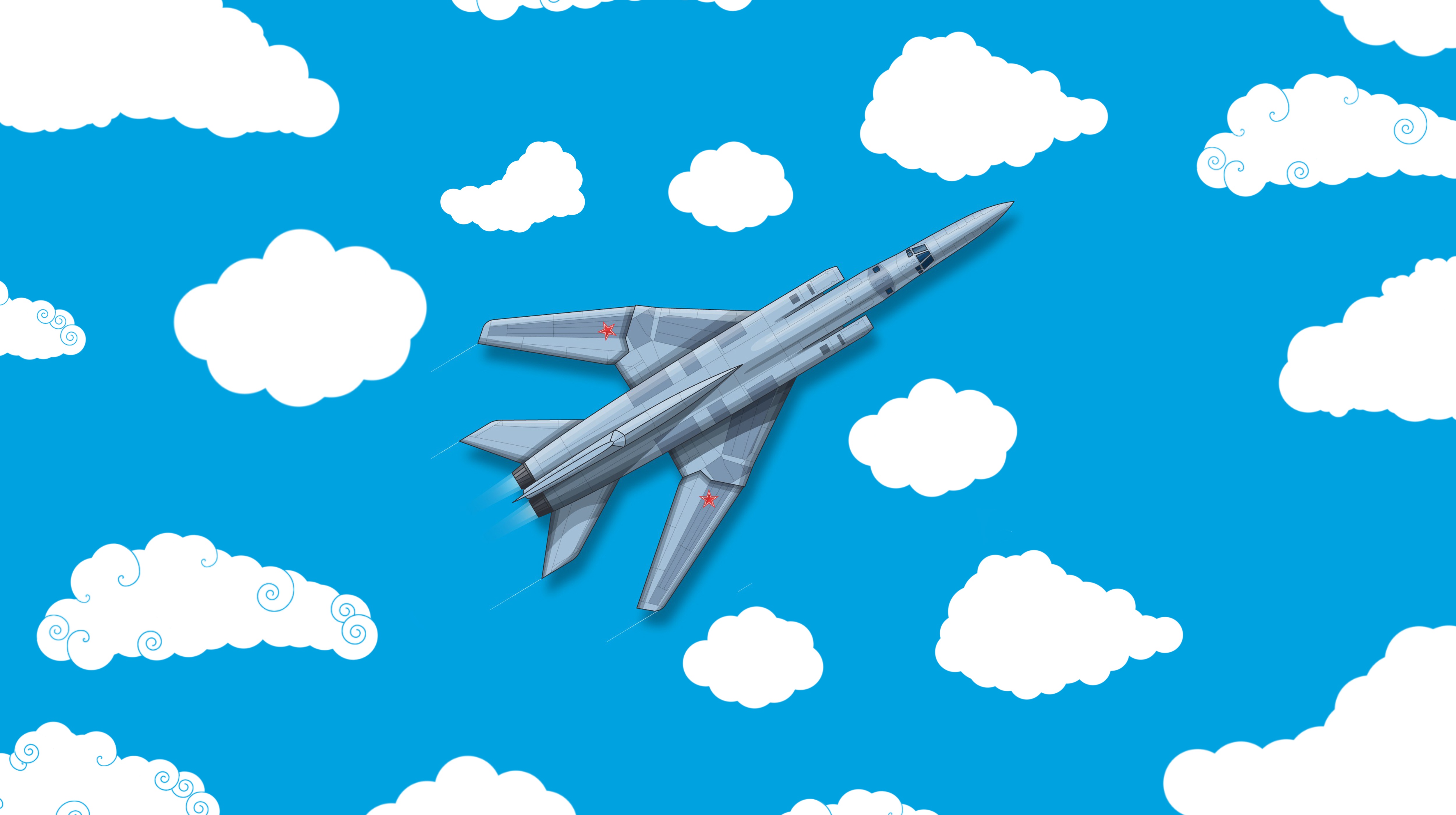 General 5000x2800 aircraft vehicle military aircraft artwork Tupolev Tu-22M3 sky clouds simple background Supersonic Bomber jets airplane Bomber Russian Air Force red star
