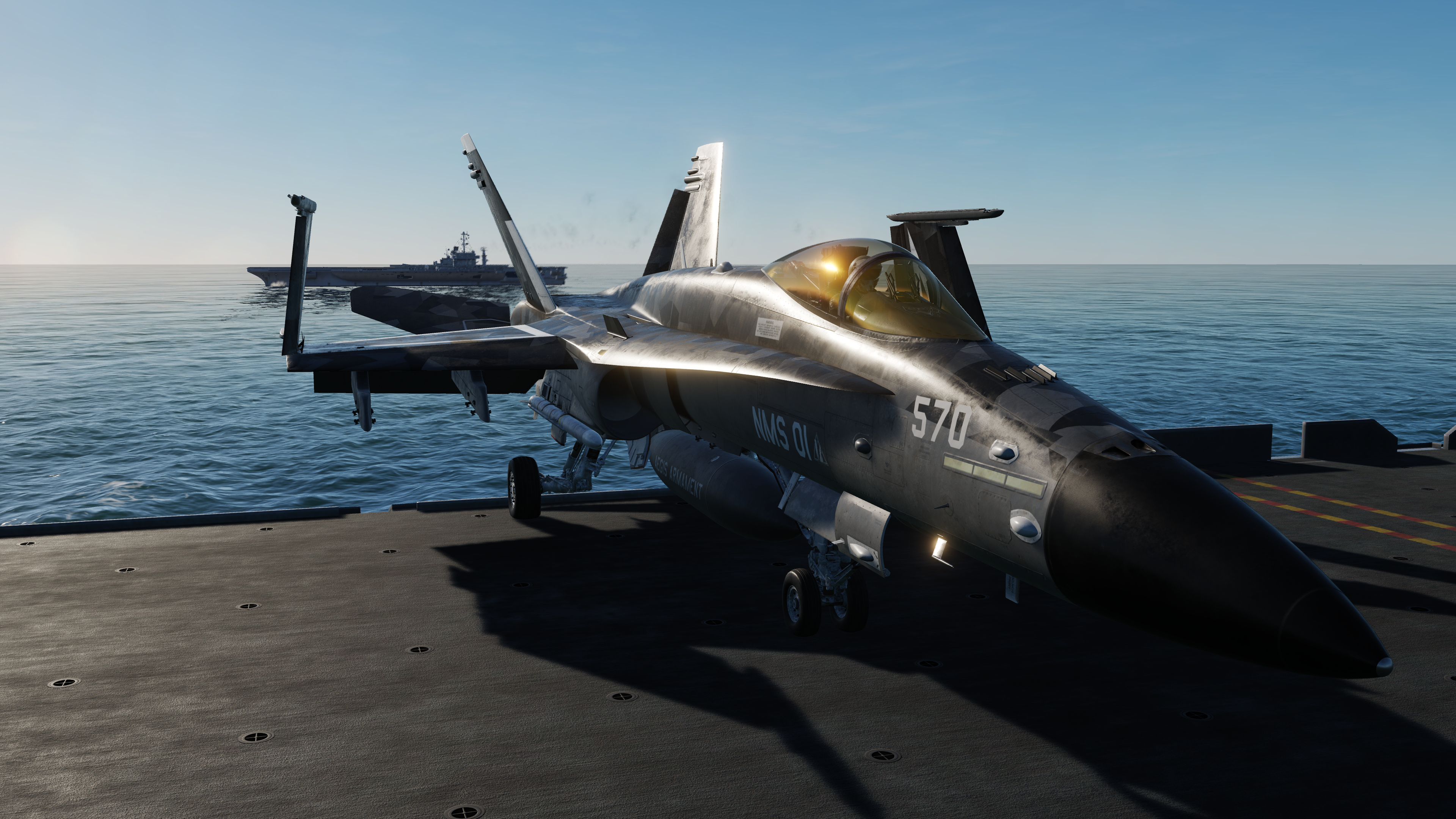 General 3840x2160 Digital Combat Simulator military aircraft aircraft military numbers McDonnell Douglas F/A-18 Hornet military vehicle screen shot American aircraft vehicle video games frontal view water McDonnell Douglas video game art CGI