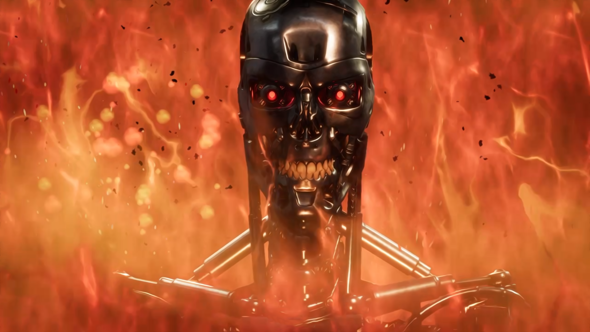 General 1920x1080 Terminator video games cyborg endoskeleton fire