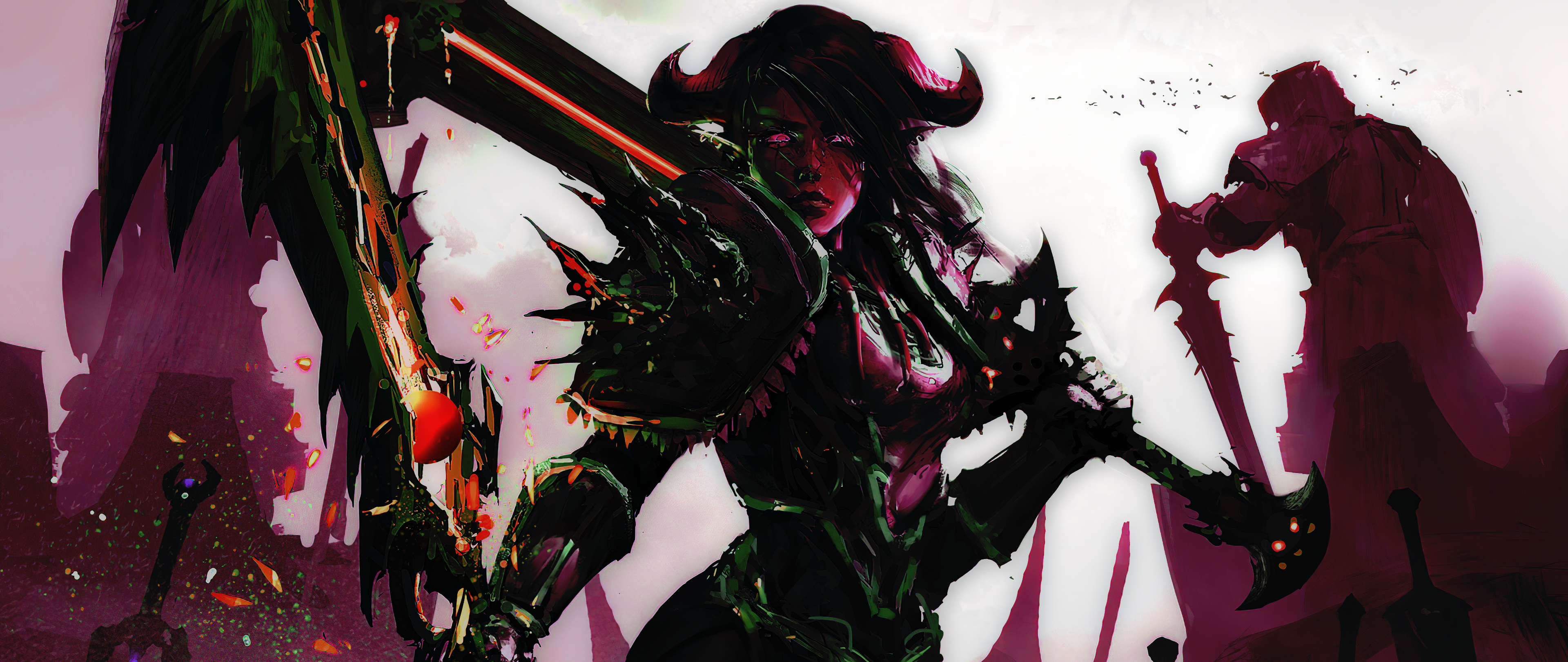 Anime 3840x1620 World of Warcraft draenei warrior WLOP