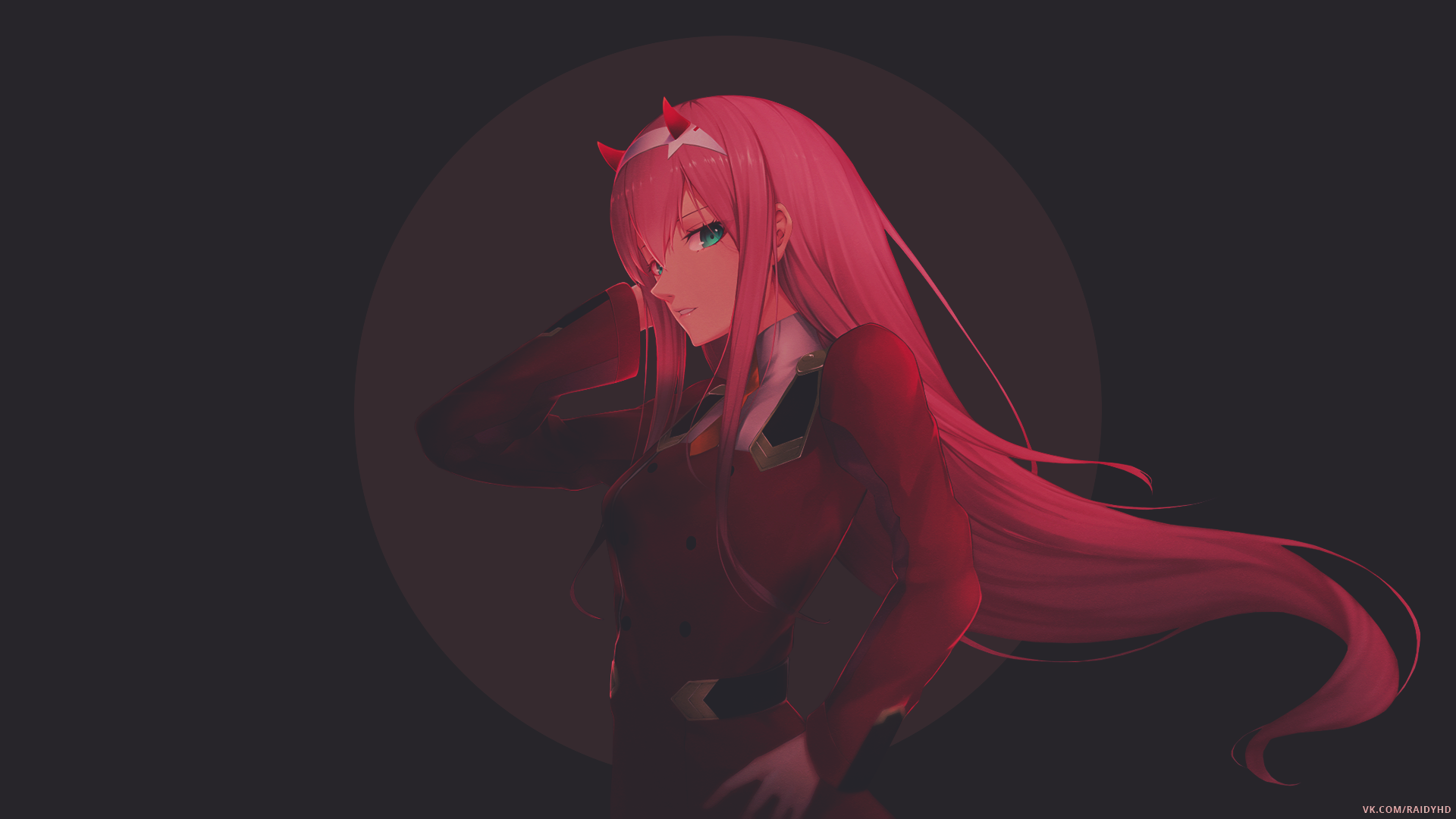 Anime 1920x1080 anime anime girls Darling in the FranXX Zero Two (Darling in the FranXX) pink hair horns long hair blue eyes looking at viewer uniform