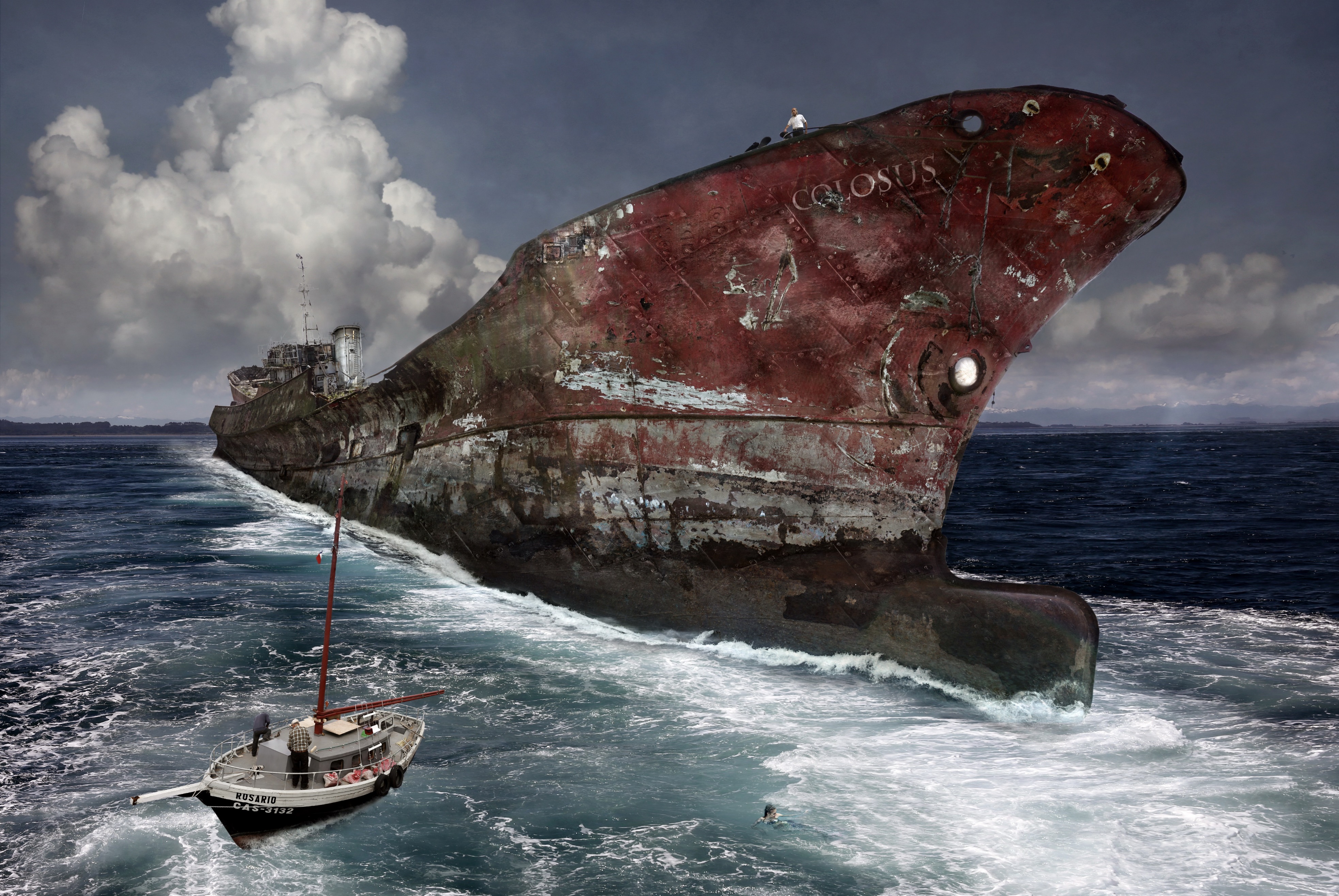 General 3932x2631 digital art wreck sea ship shipwreck