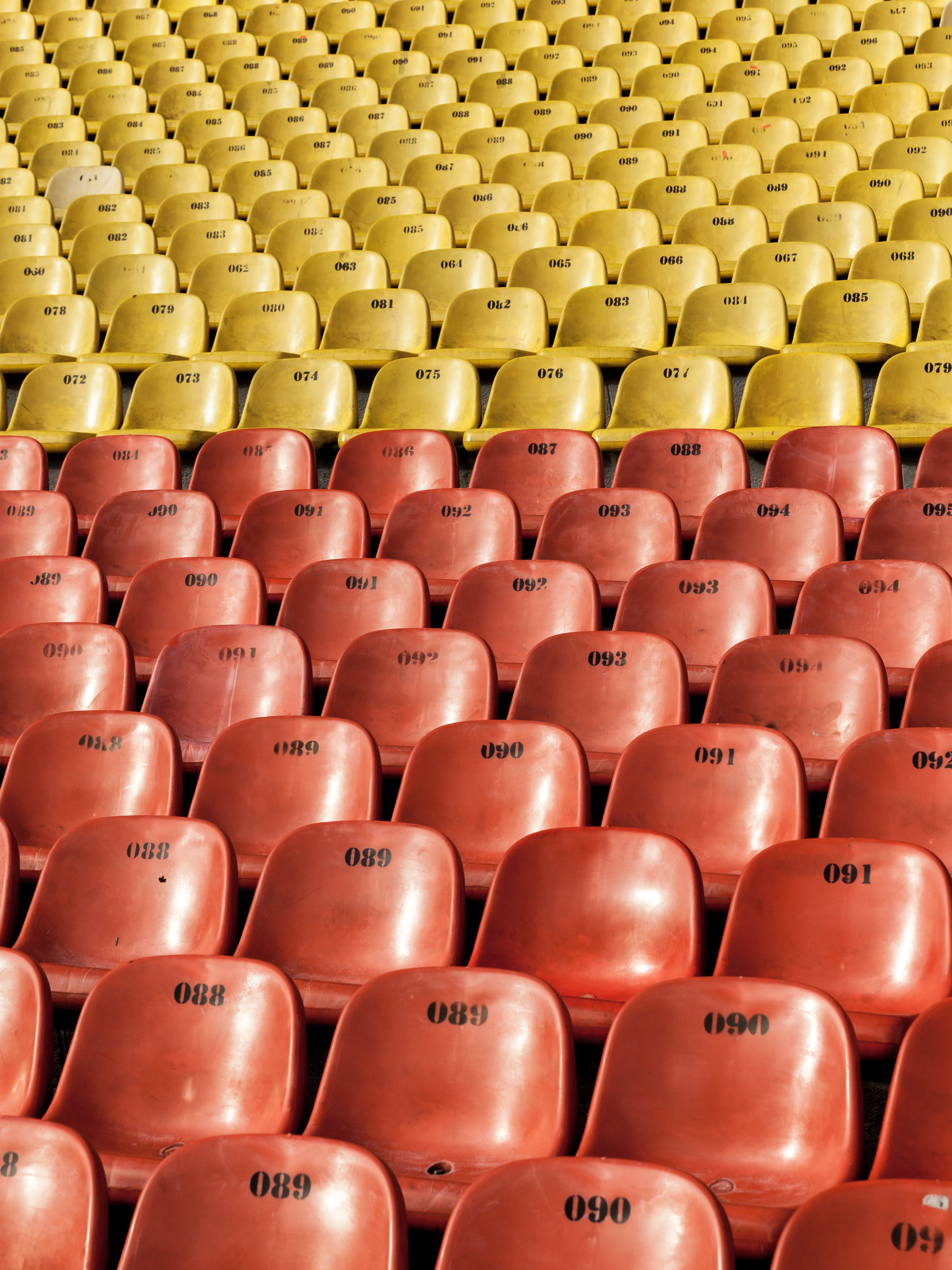 General 4096x5464 numbers colorful red yellow chair bleacher