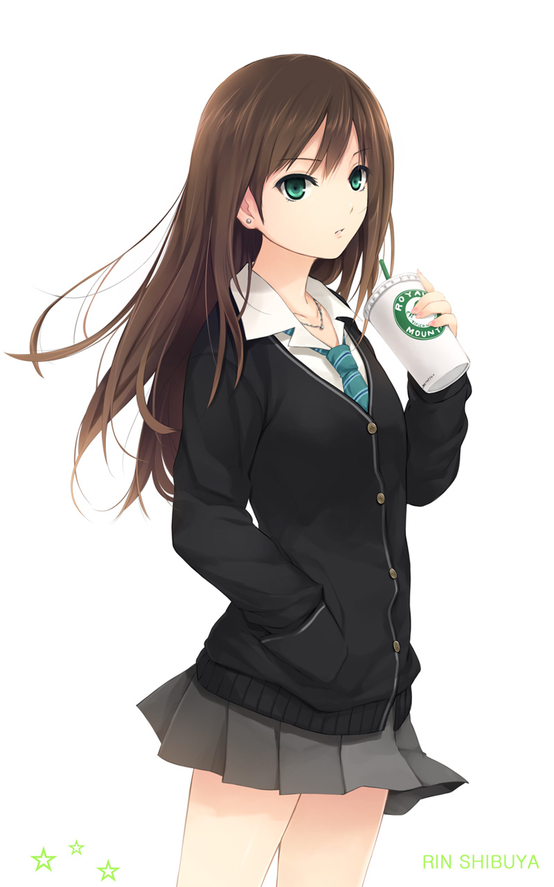 Anime 800x1280 long hair school uniform anime green eyes brunette anime girls Coffee-Kizoku THE iDOLM@STER Shibuya Rin