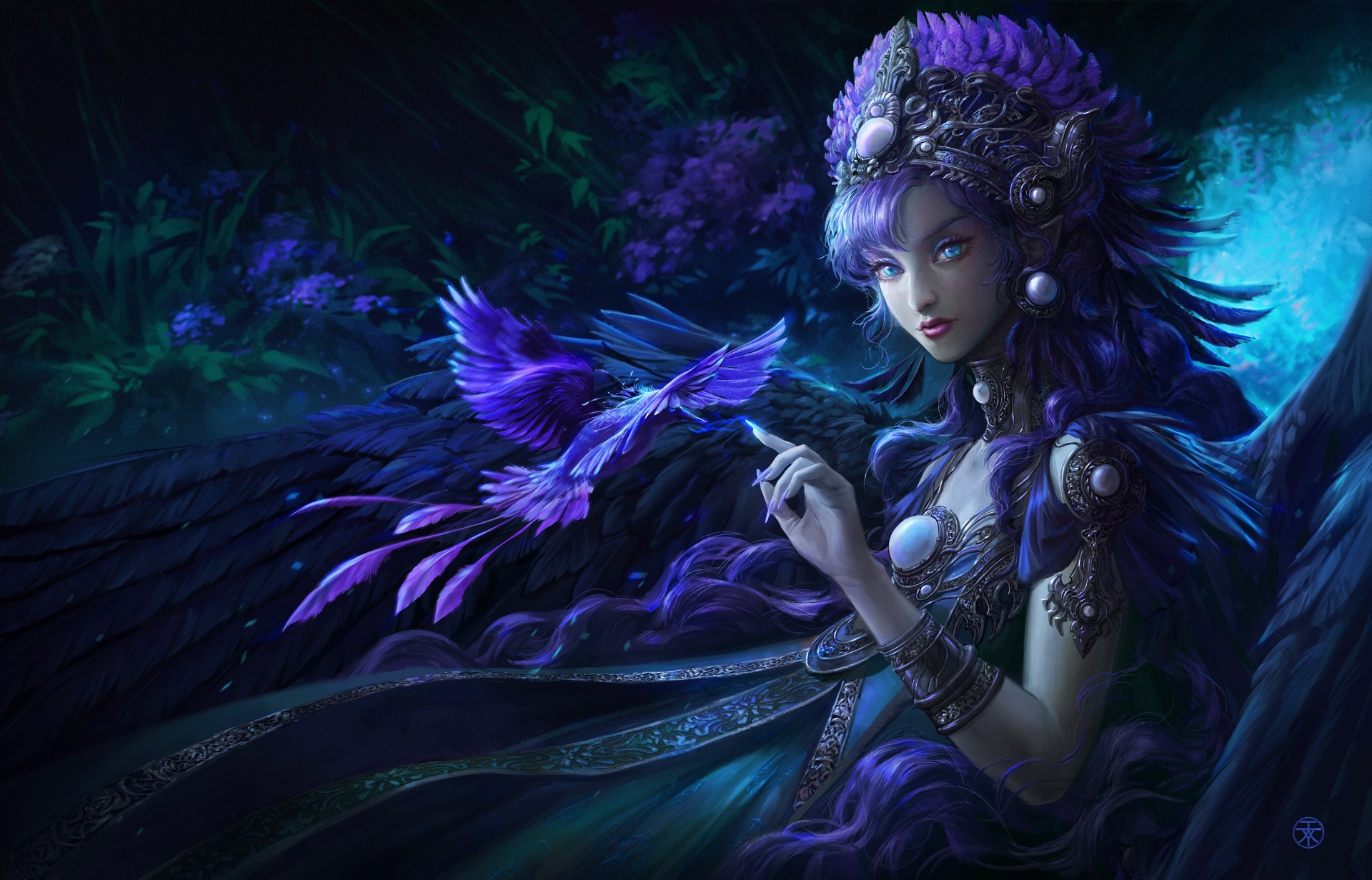 General 1920x1232 dark blue purple fantasy art fantasy girl