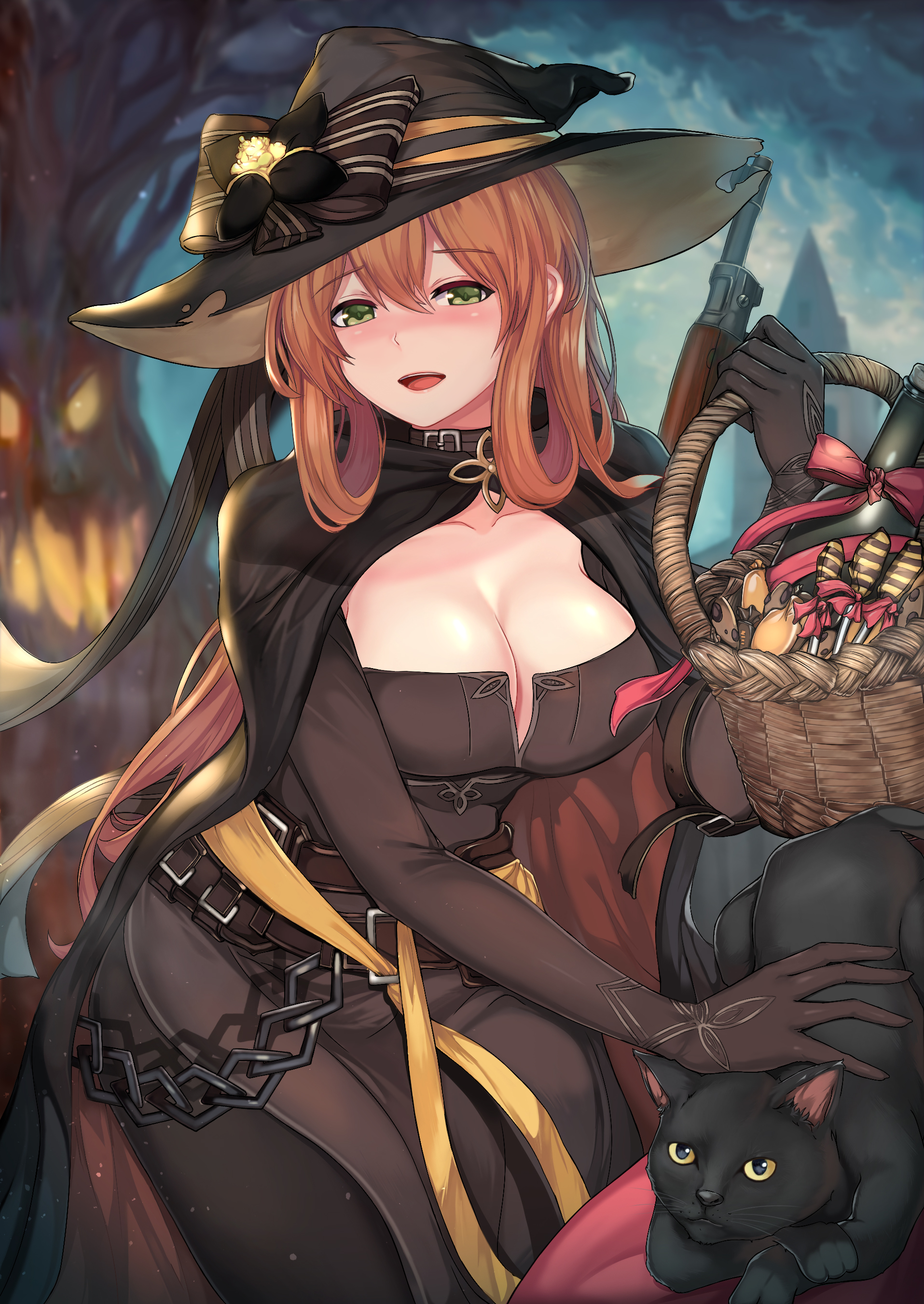 Anime 1915x2701 cleavage Halloween witch dress Girls Frontline Springfield (Girls Frontline)
