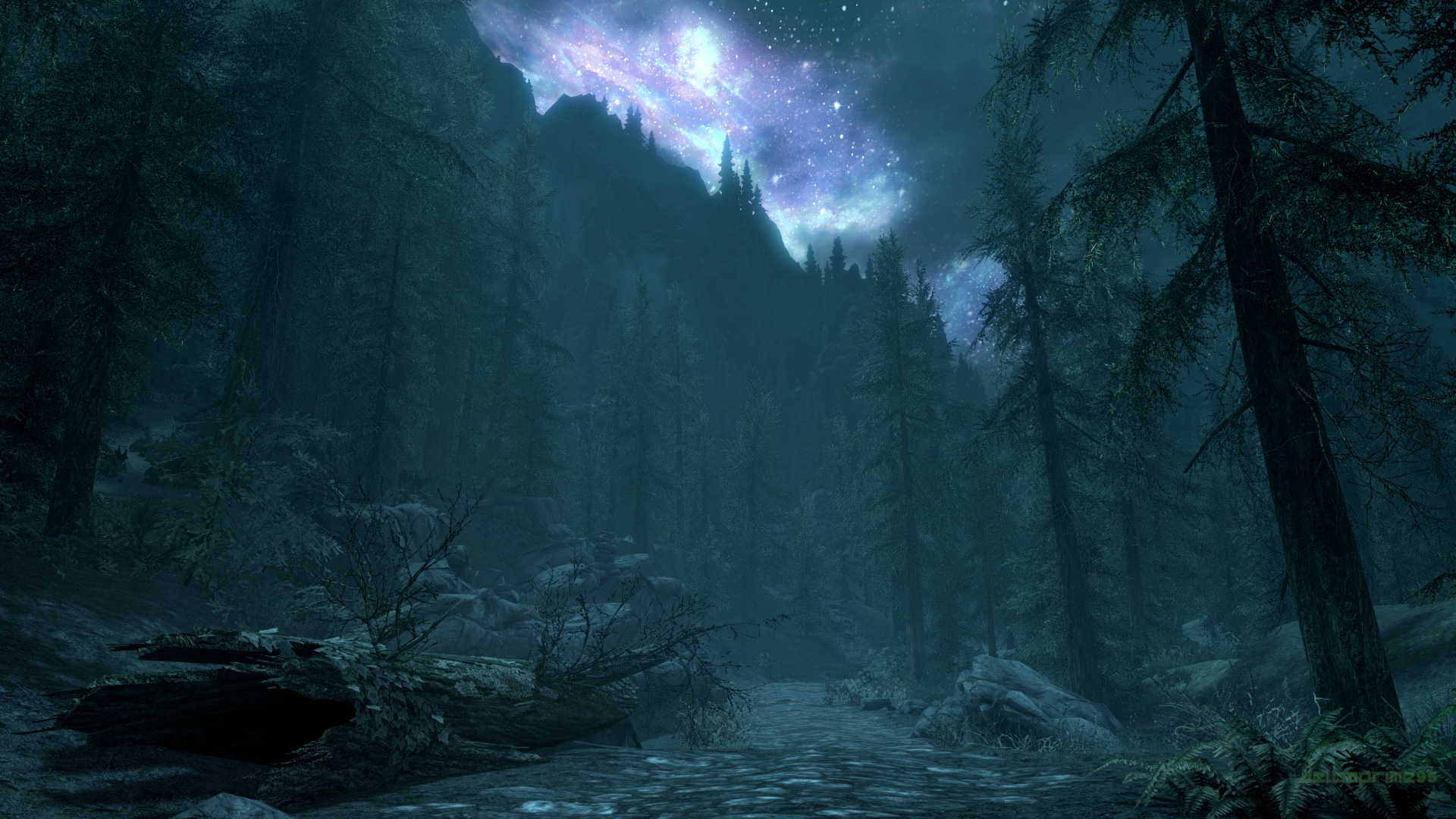 General 1920x1080 Skyrim Remastered The Elder Scrolls V: Skyrim PC gaming screen shot night sky galaxy