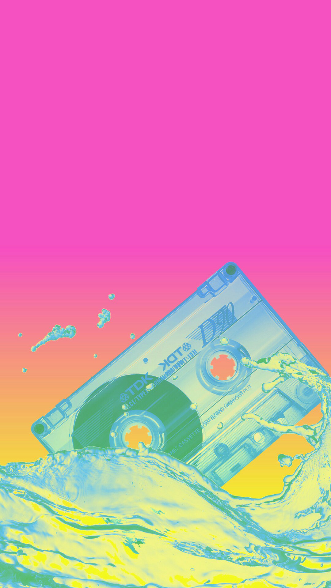General 1080x1920 cassette tape vaporwave pink gradient water liquid digital art vintage