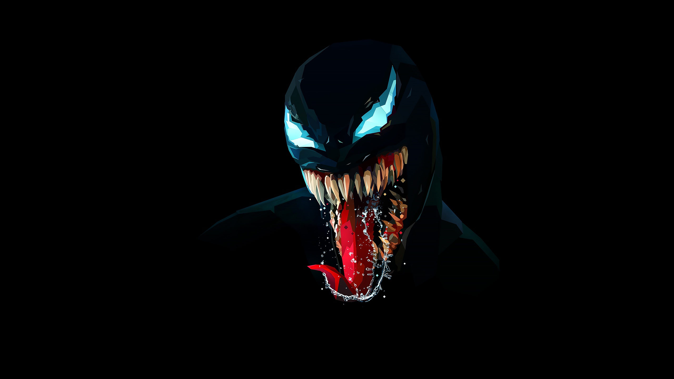 General 2560x1440 artwork Venom black background Spider-Man Marvel Comics