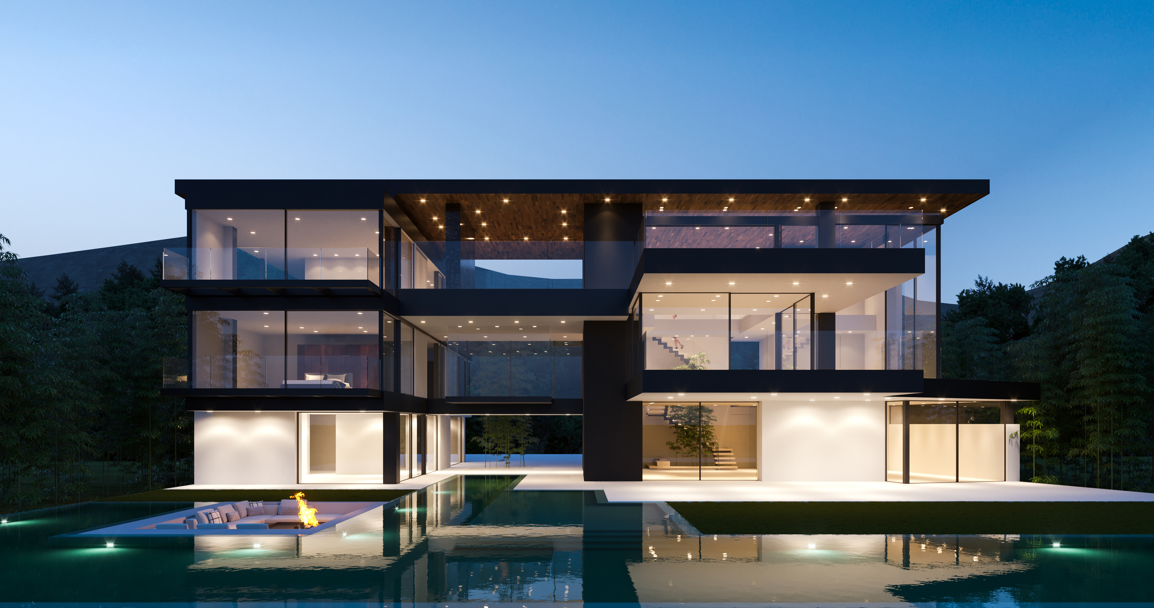 General 3880x2045 house modern mansions architecture