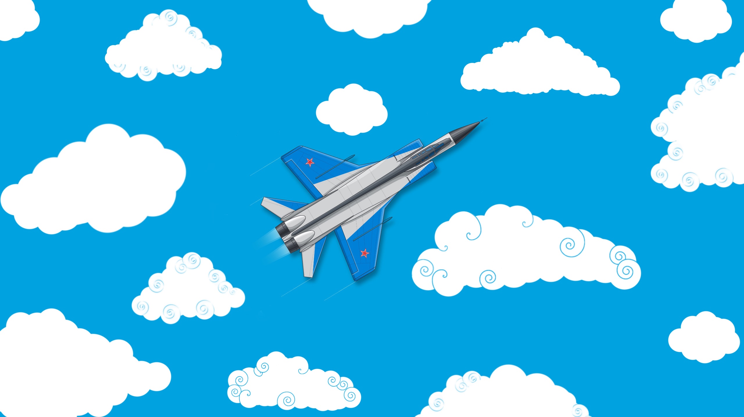 General 2560x1434 artwork aircraft vehicle cyan cyan background blue minimalism clouds military aircraft