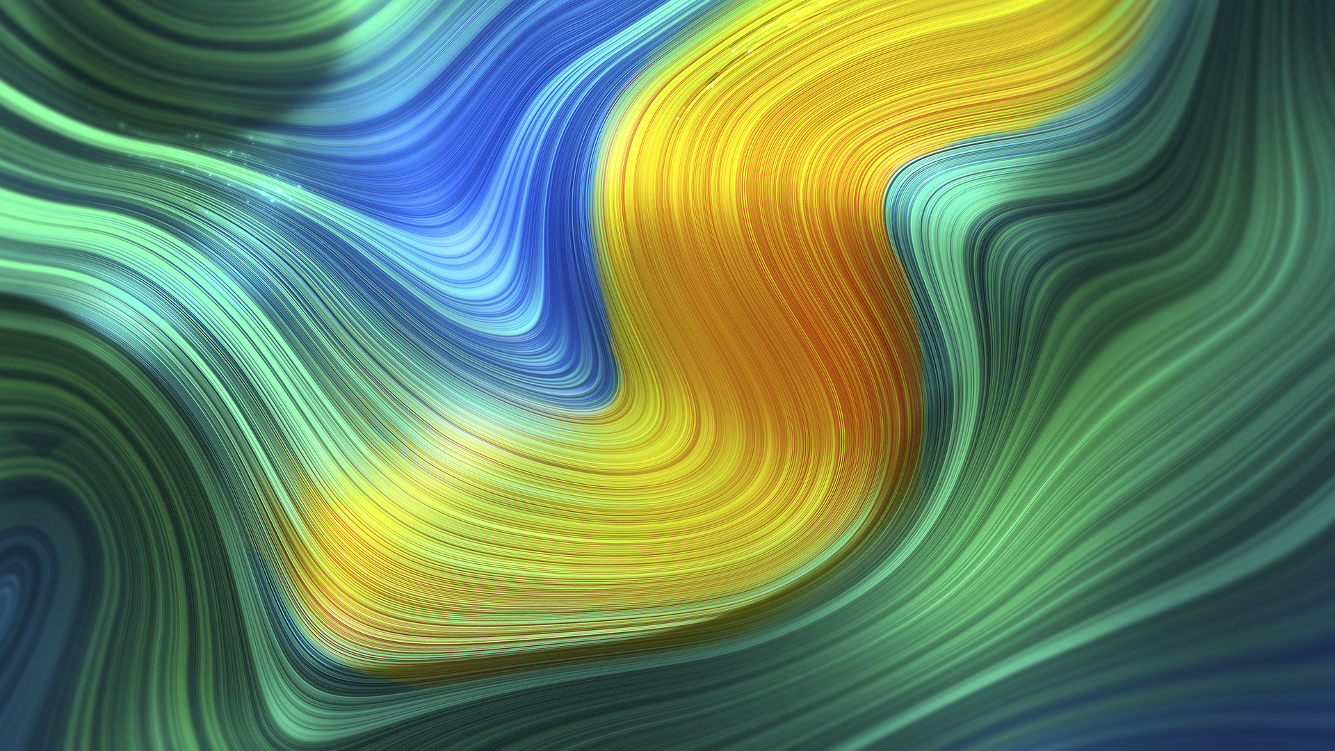 General 1920x1080 abstract wavy lines shapes colorful digital art green