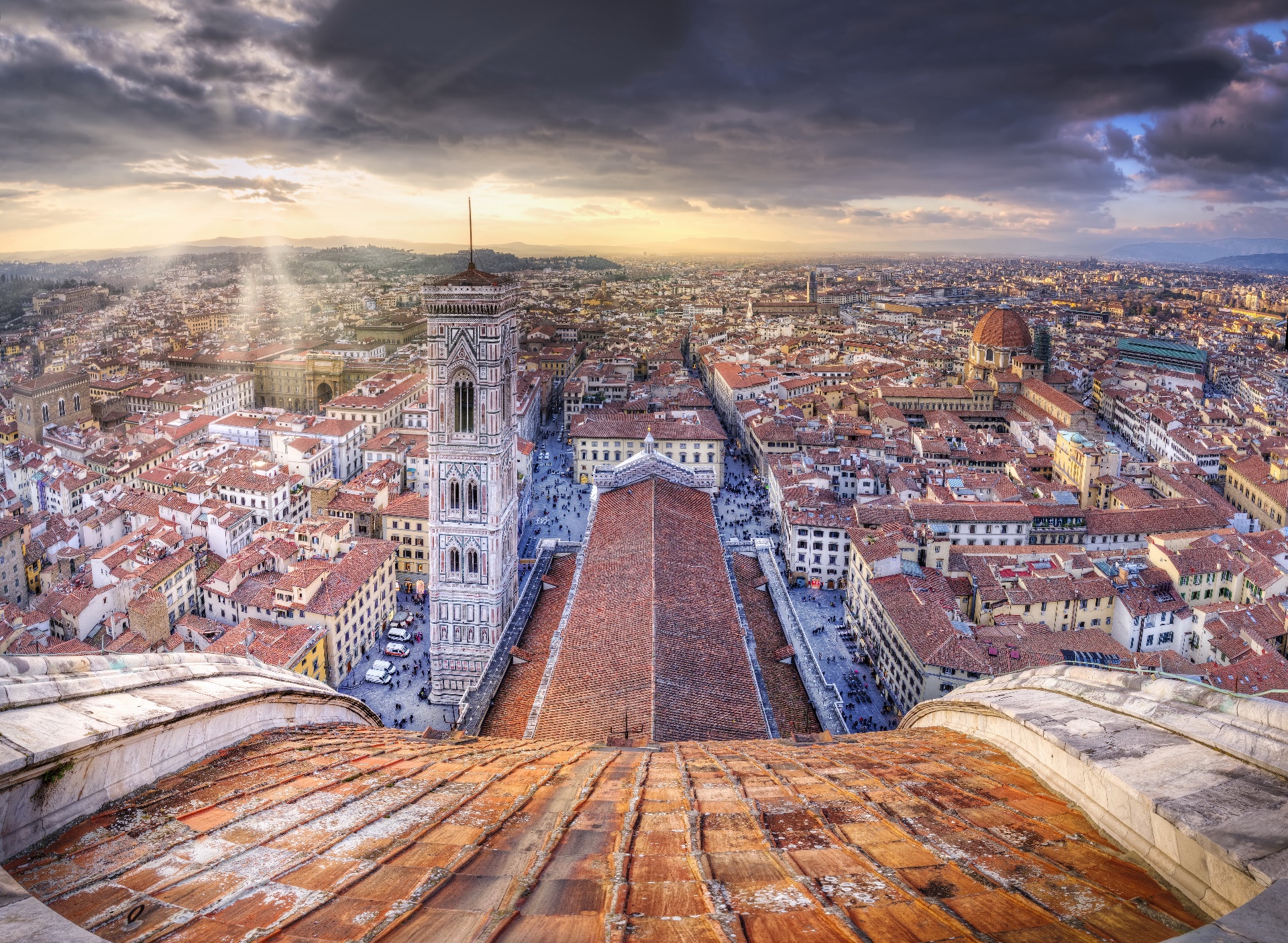 General 1920x1406 Italy city cityscape tower Florence rooftops cathedral clouds