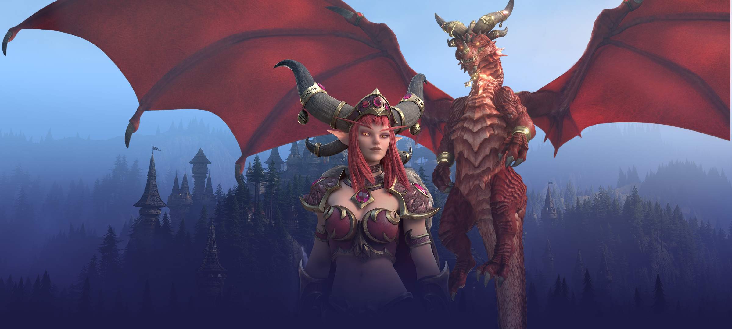 General 2400x1080 Alexstrasza Heroes of the Storm World of Warcraft fantasy girl fantasy art redhead dragon digital art