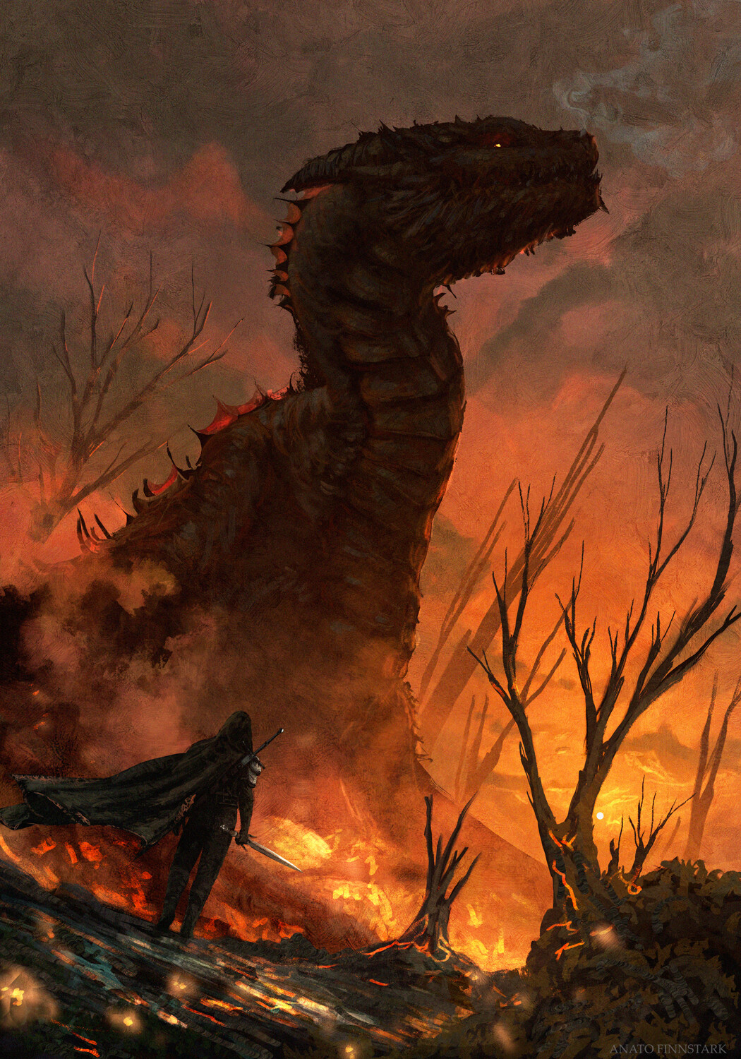General 1050x1500 fantasy art artwork dragon The Witcher Geralt of Rivia Anato Finnstark creature