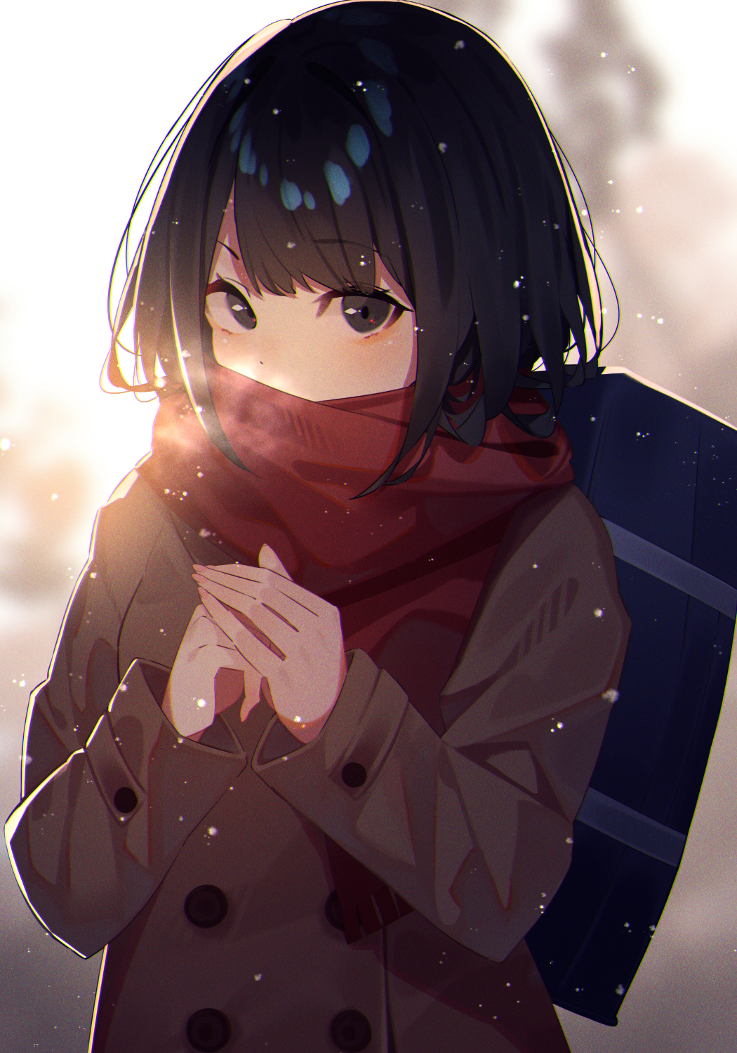 Anime 1050x1500 anime anime girls digital art artwork 2D portrait display dark eyes dark hair cold kisui coats scarf