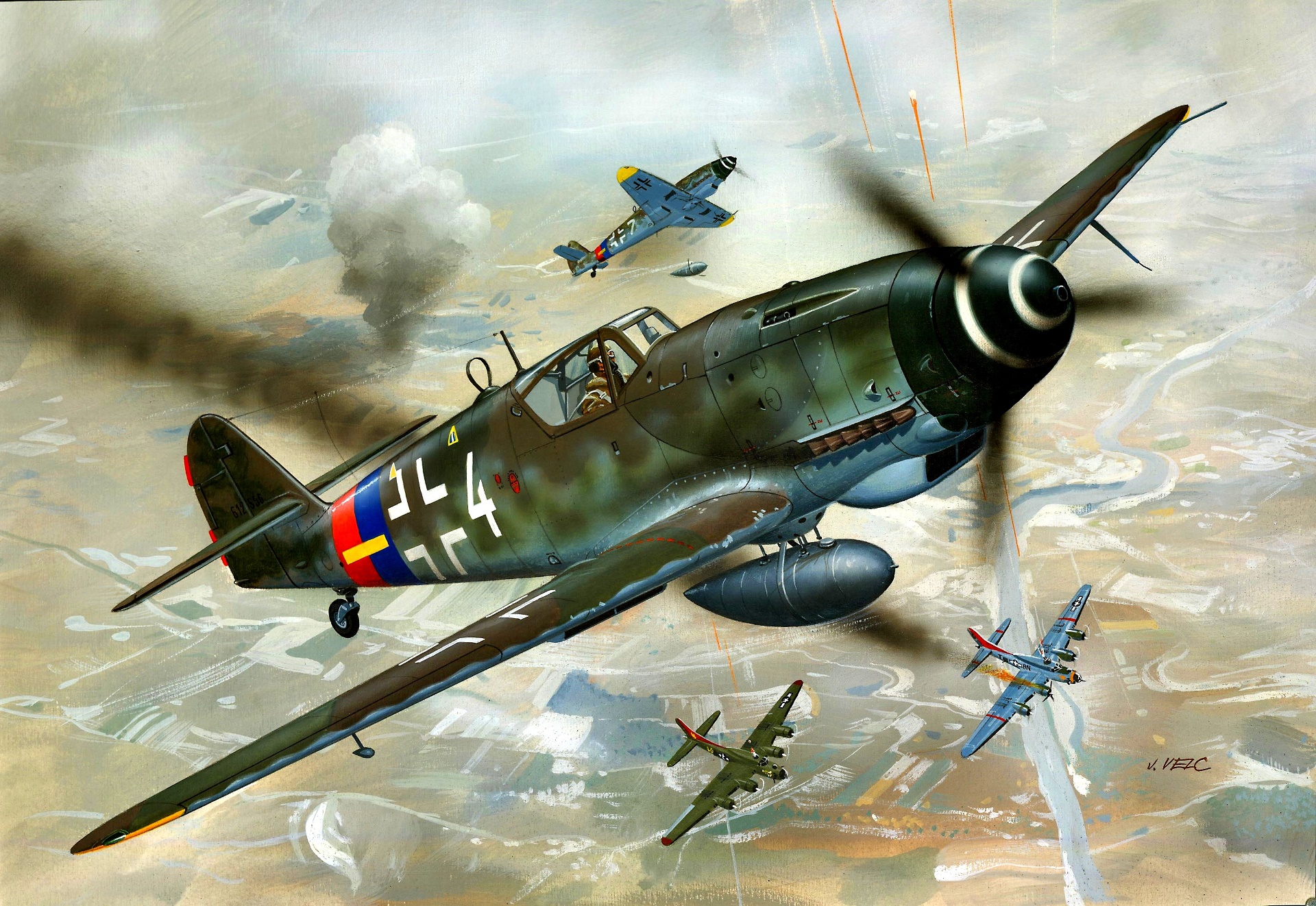 General 1920x1322 military war aircraft artwork military aircraft World War II German aircraft Messerschmitt Messerschmitt Bf 109