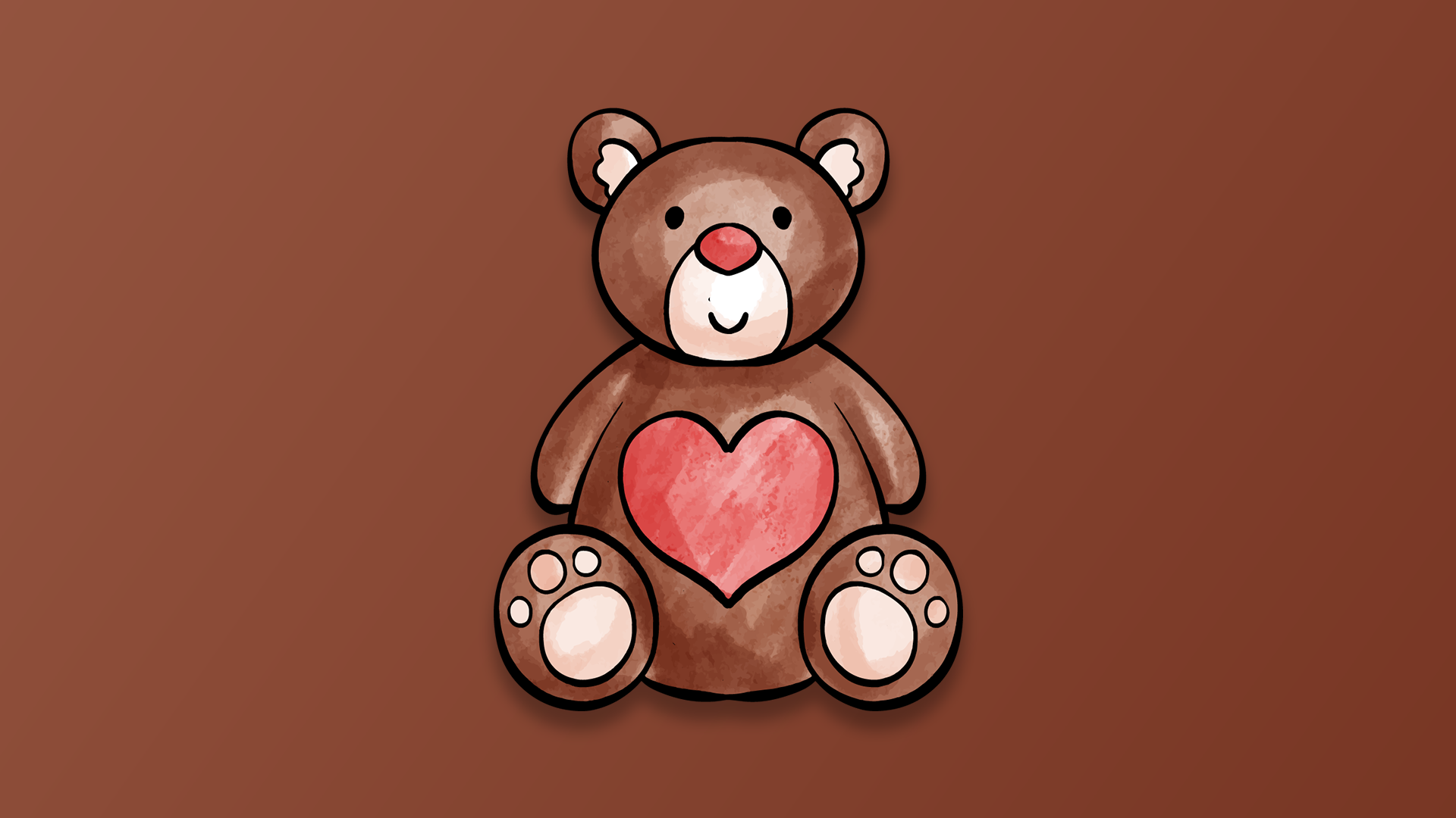 General 1920x1080 Valentine's Day digital art teddy bears heart simple background heart (design)