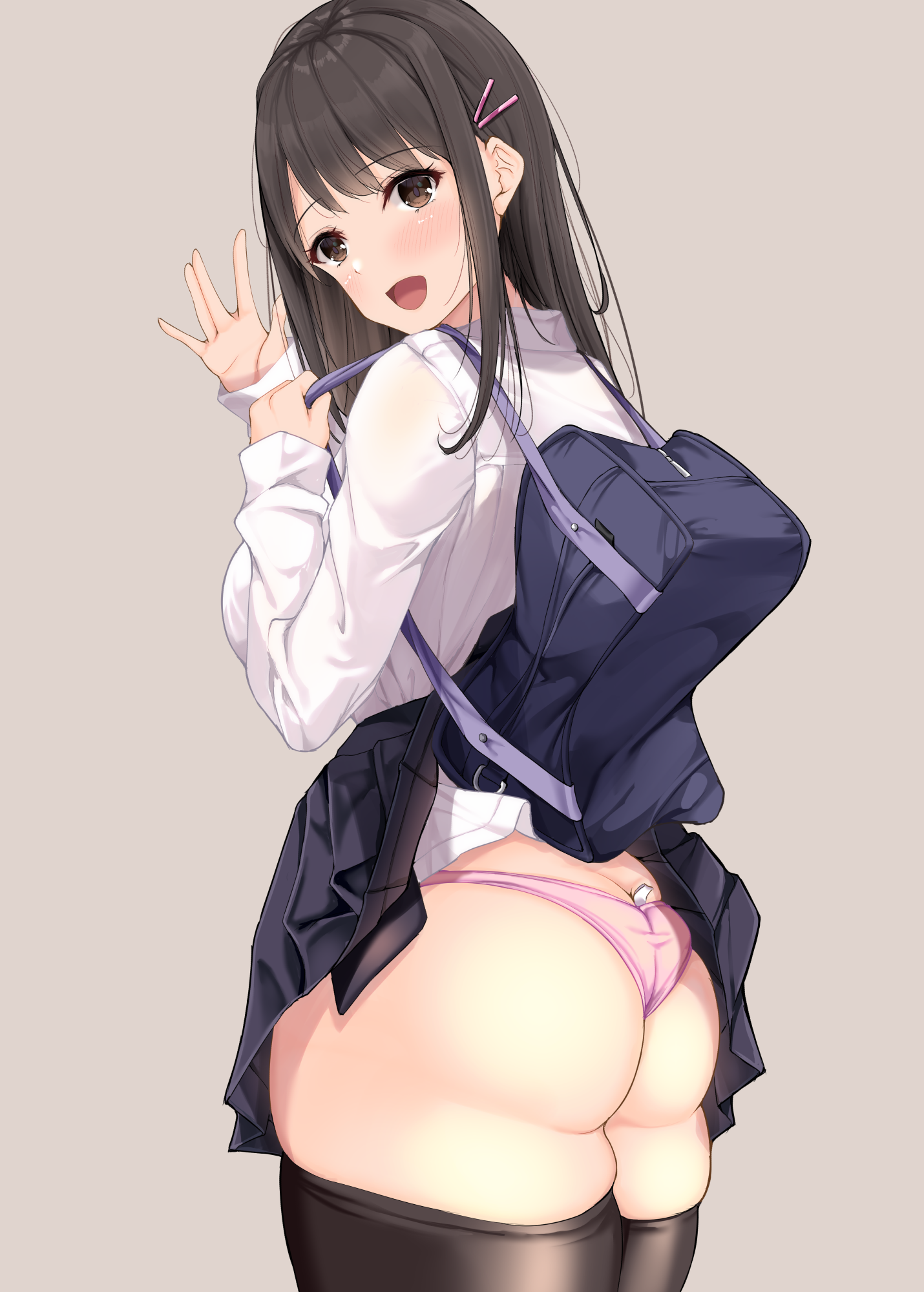 Anime 1430x2000 anime girls Fukuda Shuushi original characters panties ass school uniform anime lifting skirt