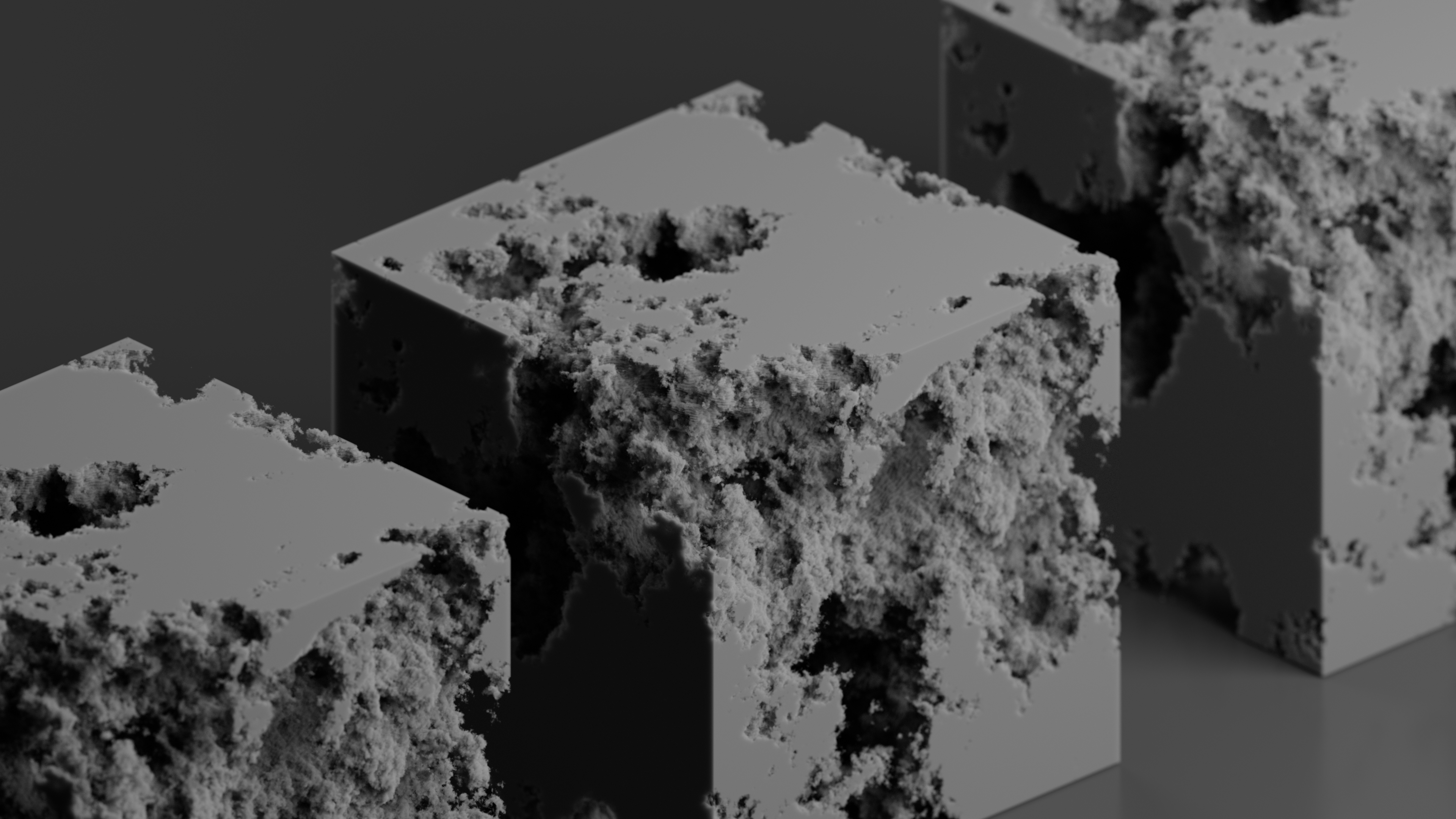 General 3840x2160 dark cube minimalism digital art monochrome 3D Blocks
