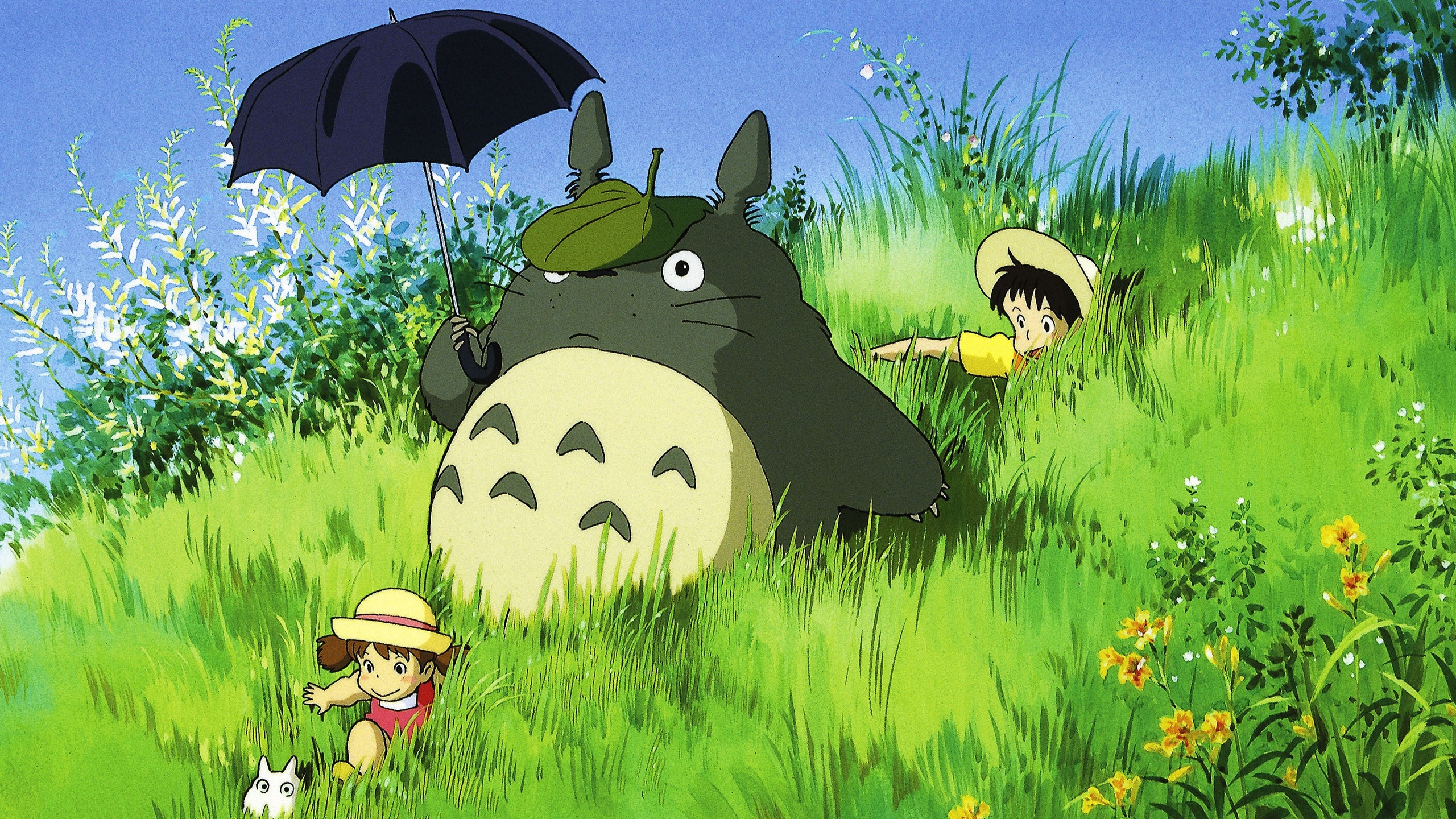 Anime 2560x1440 Totoro My Neighbor Totoro anime anime boys anime girls nature umbrella flowers plants