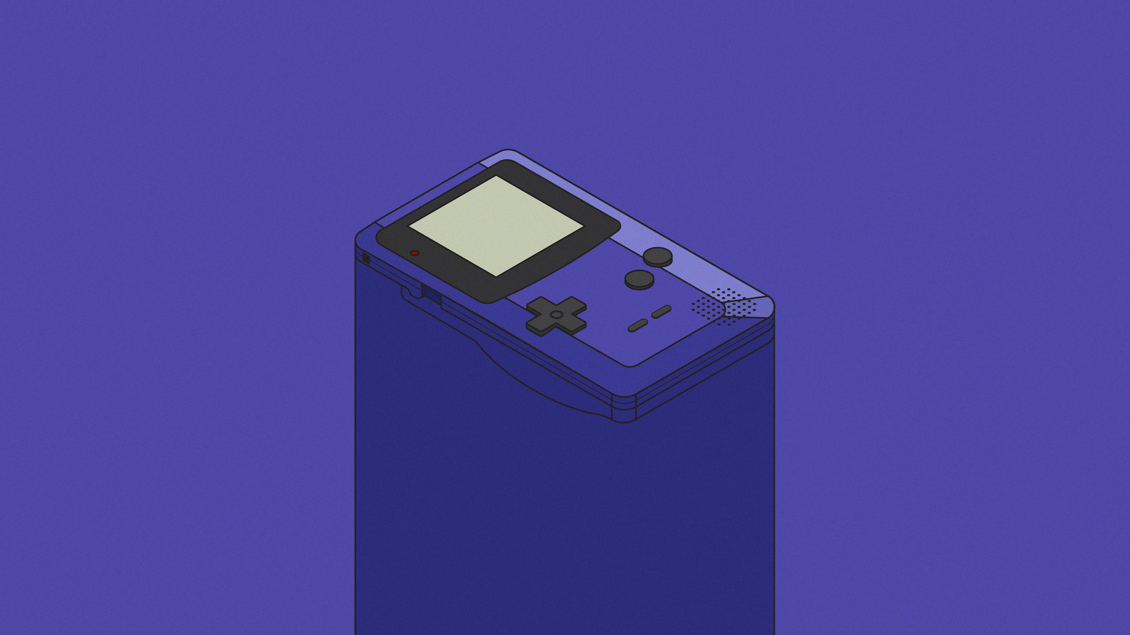 General 3840x2160 digital art artwork illustration minimalism GameBoy Color shadow 4K simple background blue background
