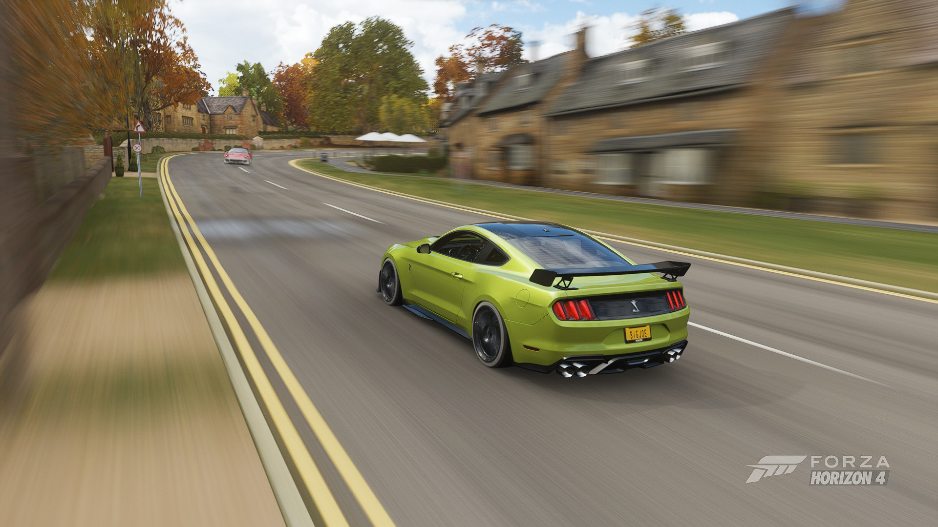 General 1920x1080 Forza Horizon 4 Forza Horizon Forza car CGI driving Ford Mustang Shelby road video games logo rear view licence plates blurred blurry background