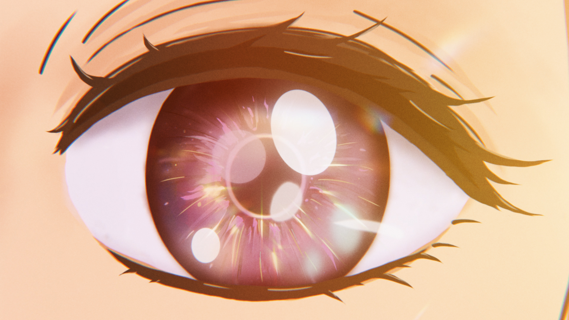 Anime 1920x1080 digital art glowing glowing eyes anime sparkles closeup anime girls eyelashes eyes looking at viewer