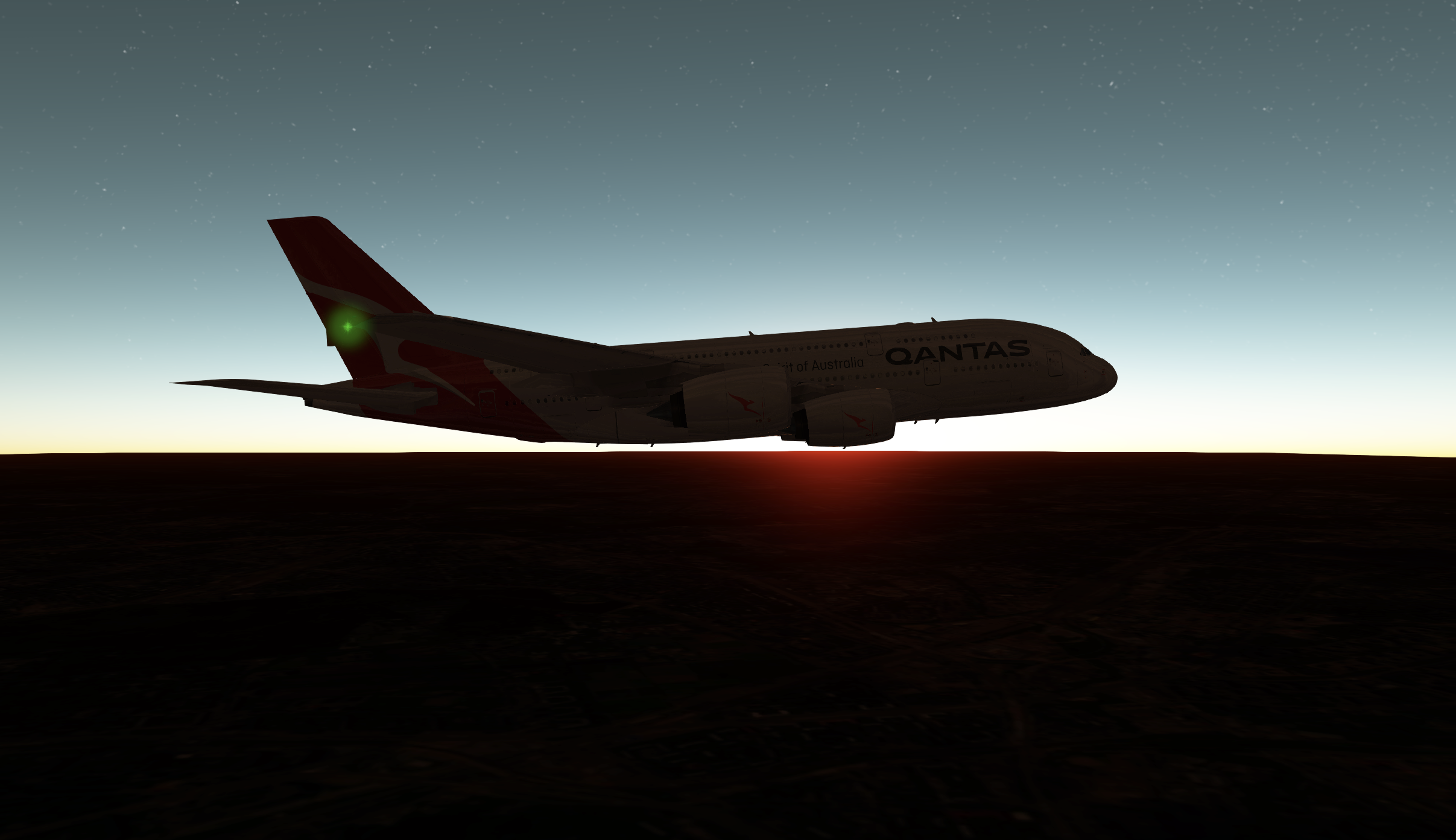 General 2414x1392 Airbus A380 Airbus flying flight simulator sky Qantas Airways airplane sunset screen shot vehicle PC gaming