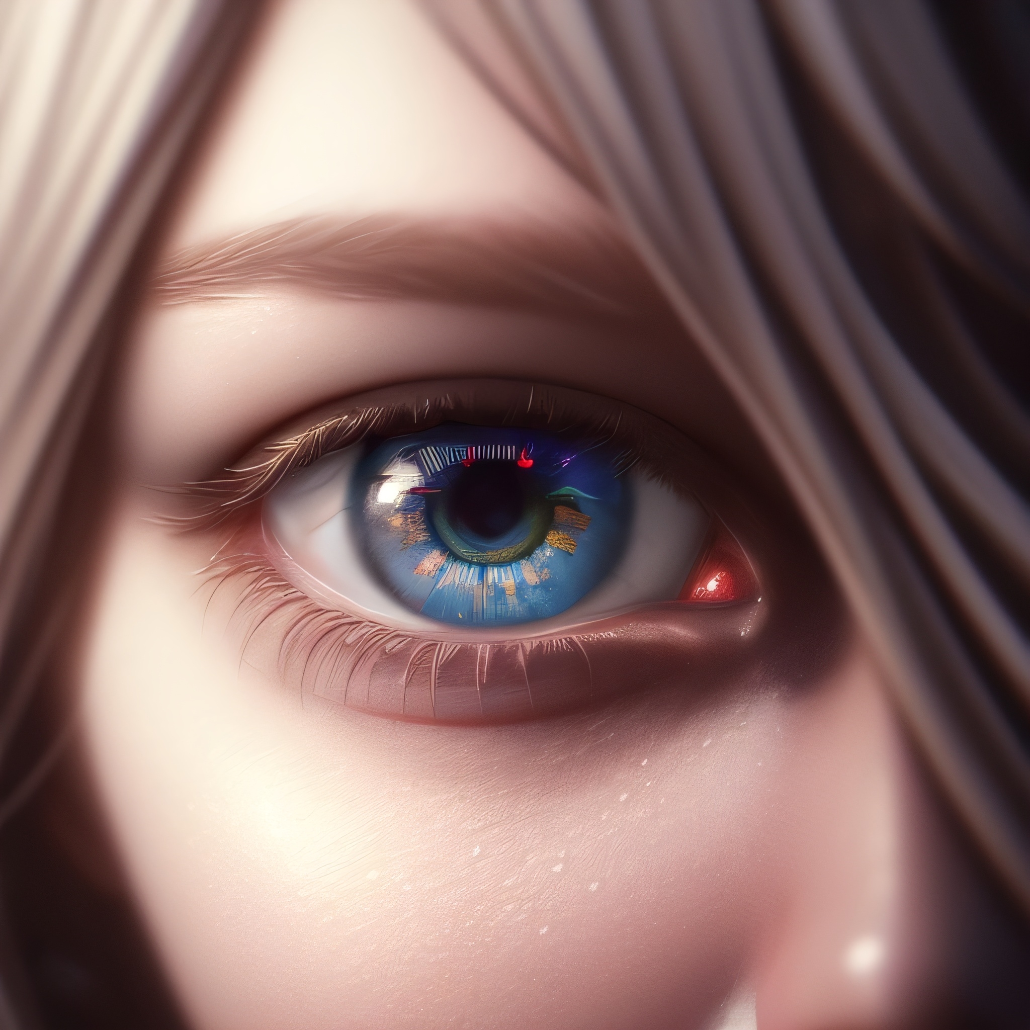 General 2048x2048 women eyes blue eyes AI art closeup face