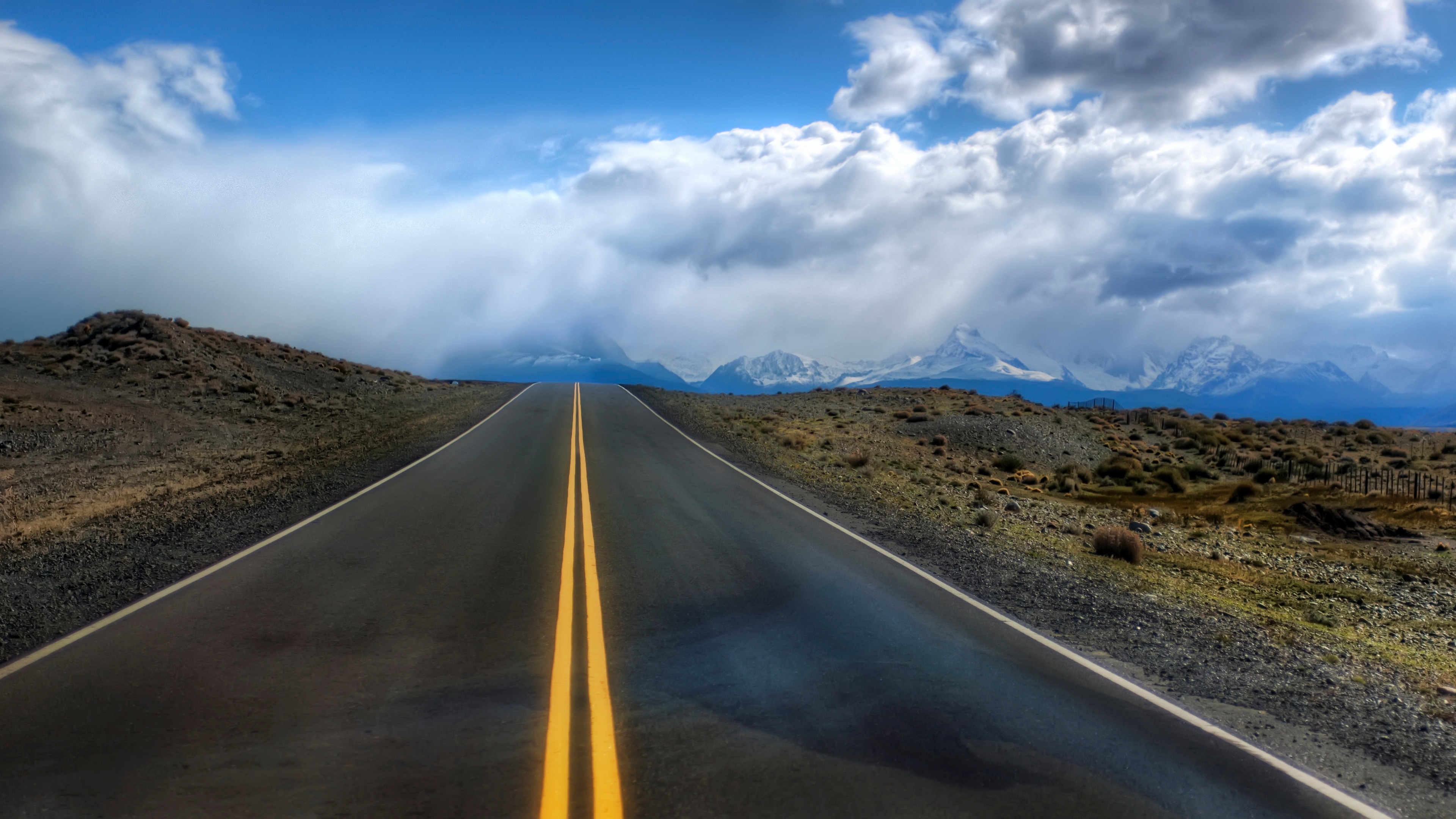 General 3840x2160 Trey Ratcliff photography landscape road mountain chain Andes  snow sky clouds