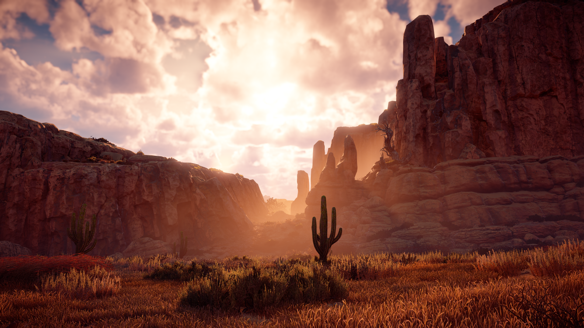 General 1920x1080 Horizon: Zero Dawn video game landscape video games CGI clouds sky cactus sunset sunset glow