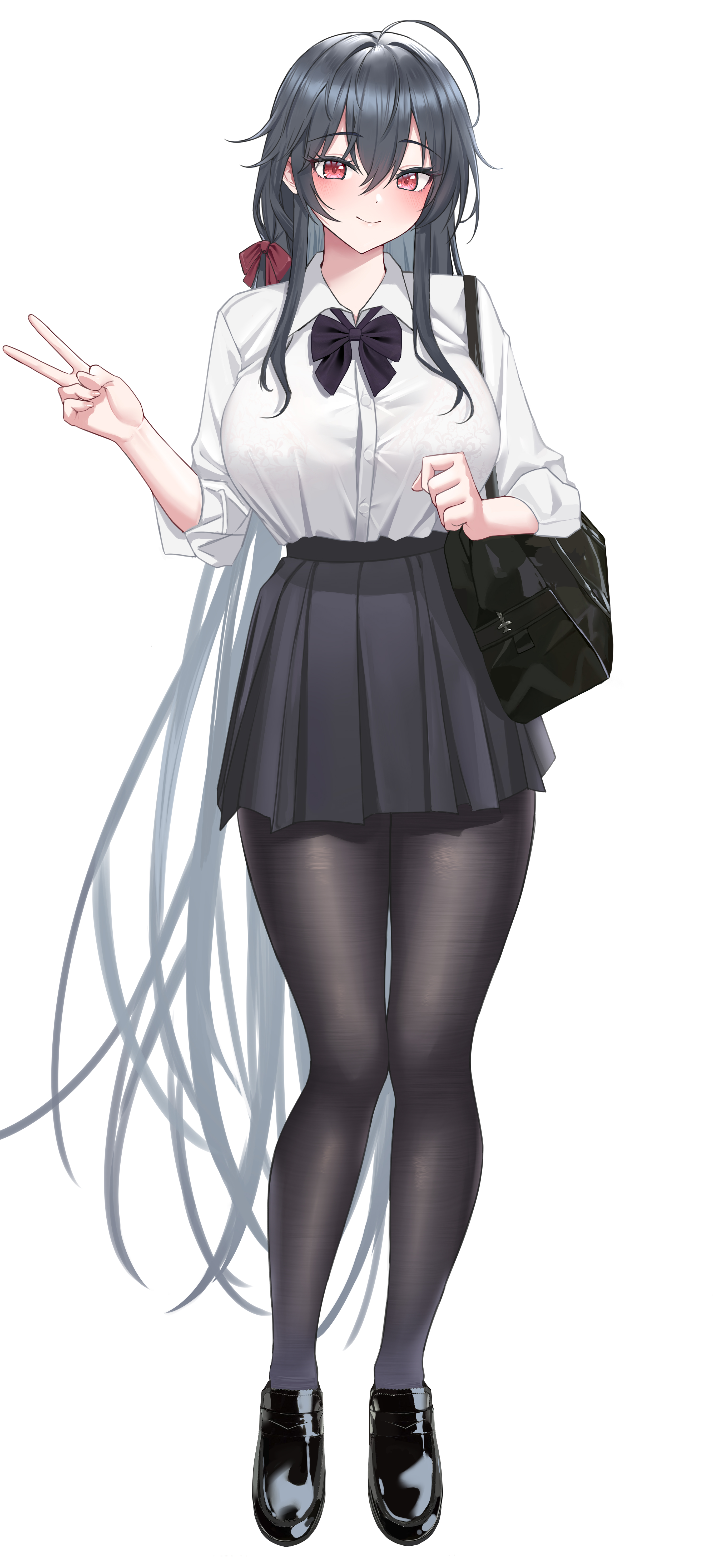 Anime 2750x5953 anime anime girls Azur Lane Taihou (Azur Lane) long hair black hair solo artwork digital art fan art school uniform