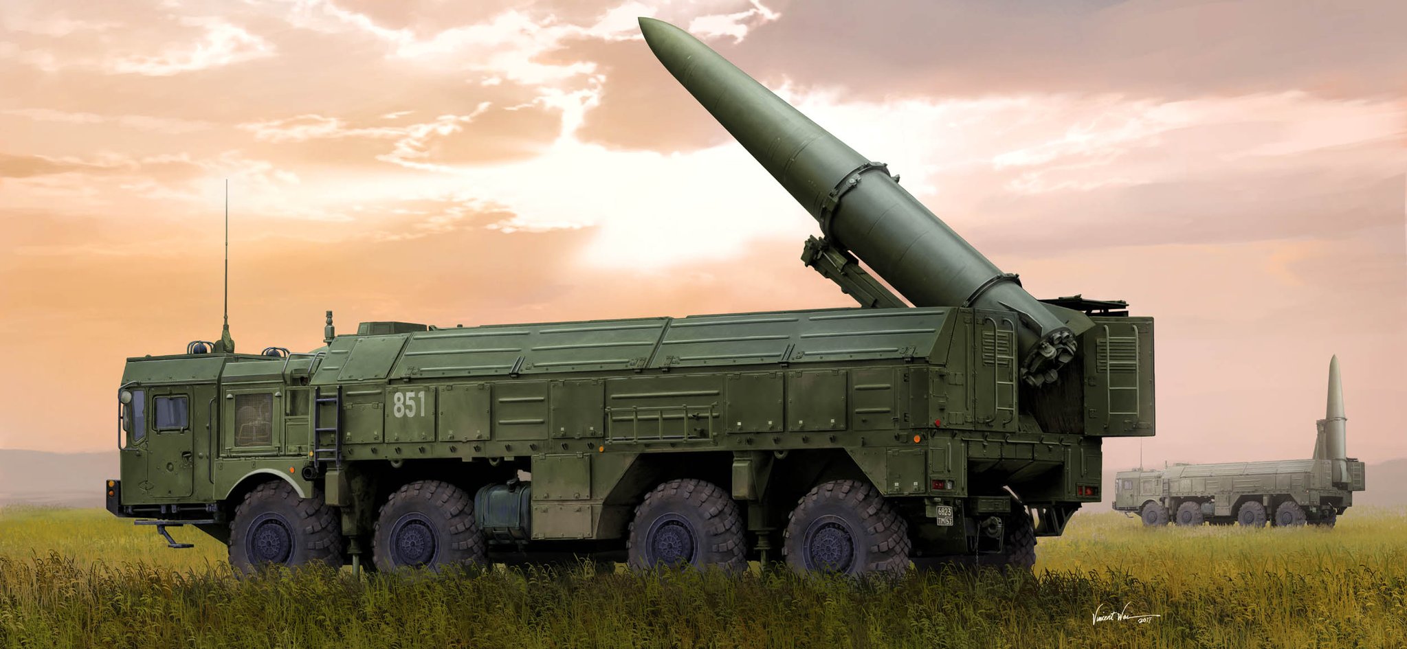 General 2047x945 car army military rocket military vehicle vehicle signature artwork 9K720  Iskander Russia