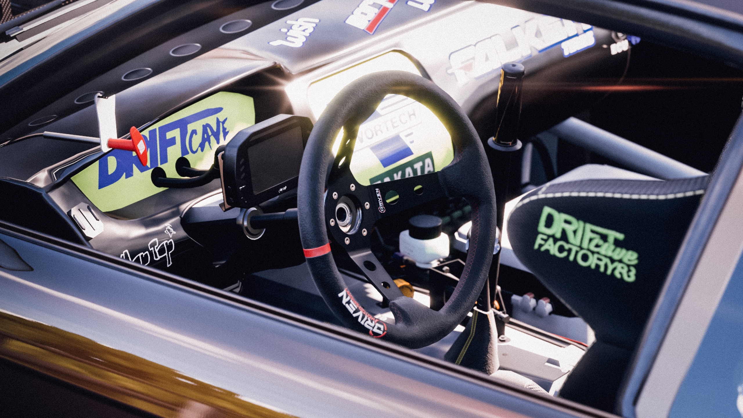General 2560x1440 Forza Horizon 5 Forza Nissan drift drift cars steering wheel car sunlight CGI video games