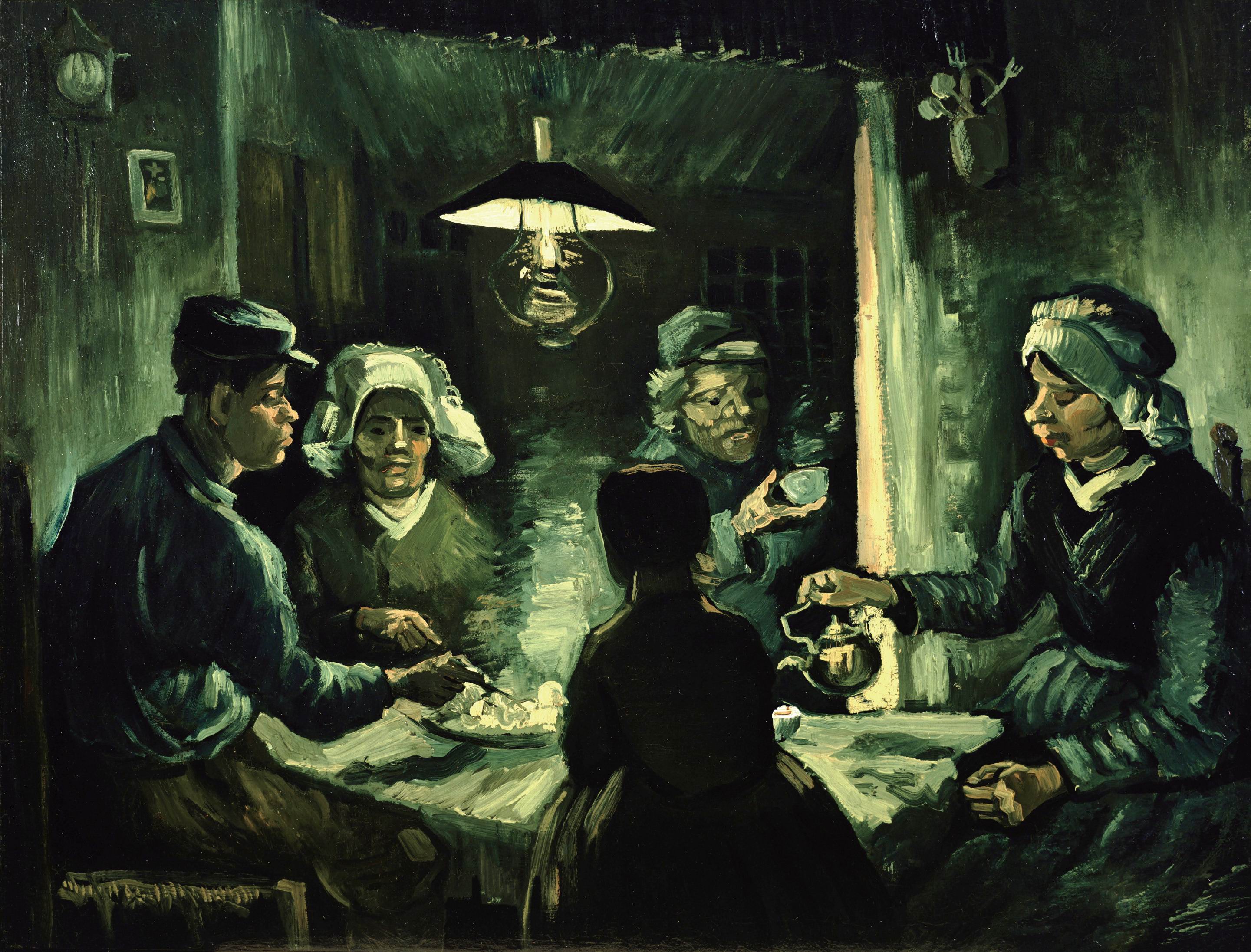 General 2882x2194 Oil on canvas oil painting Vincent van Gogh men women sitting artwork classic art table hat