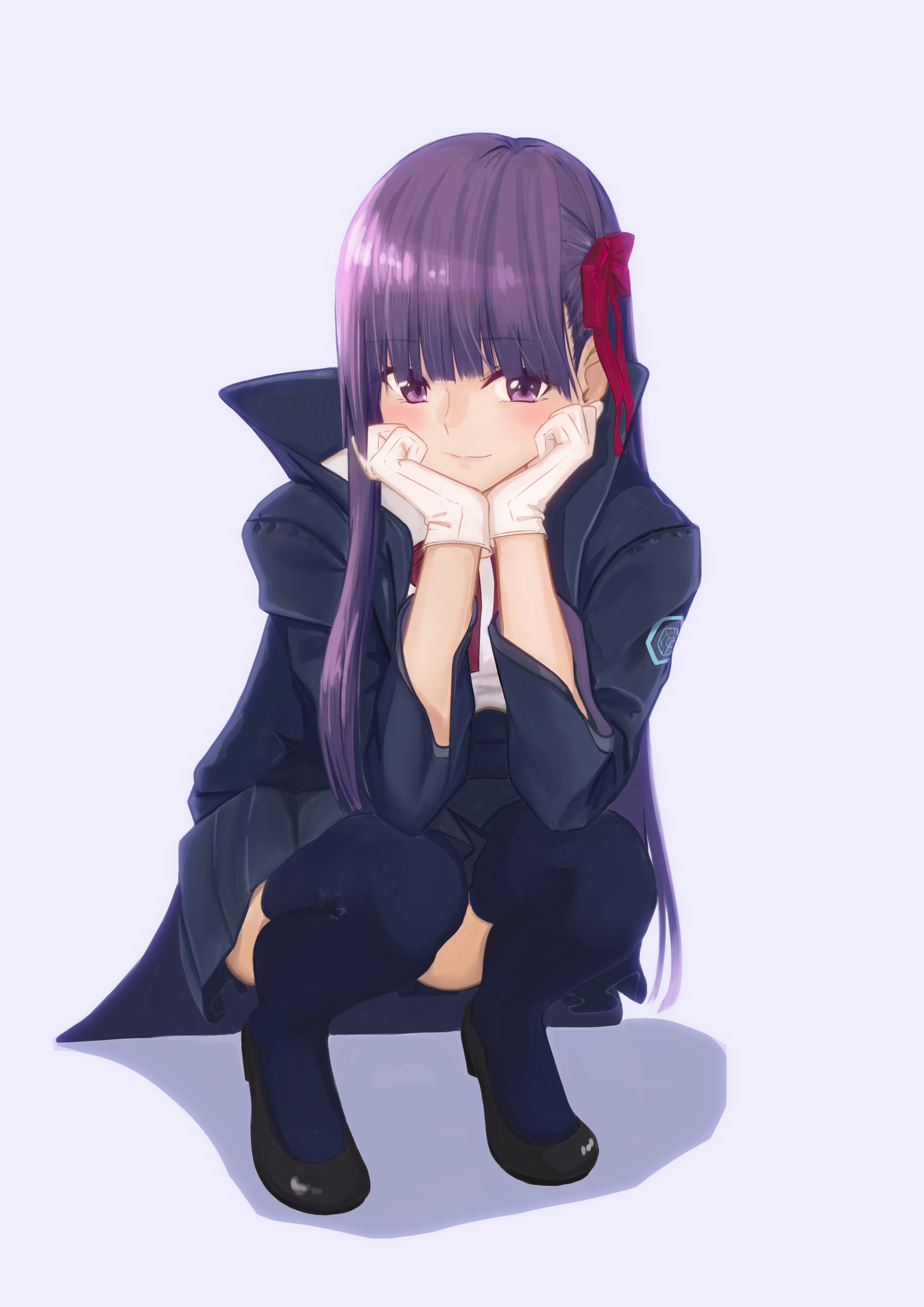 Anime 2480x3508 Fate series Fate/Extra CCC Fate/Extra anime girls squatting purple hair purple eyes gloves