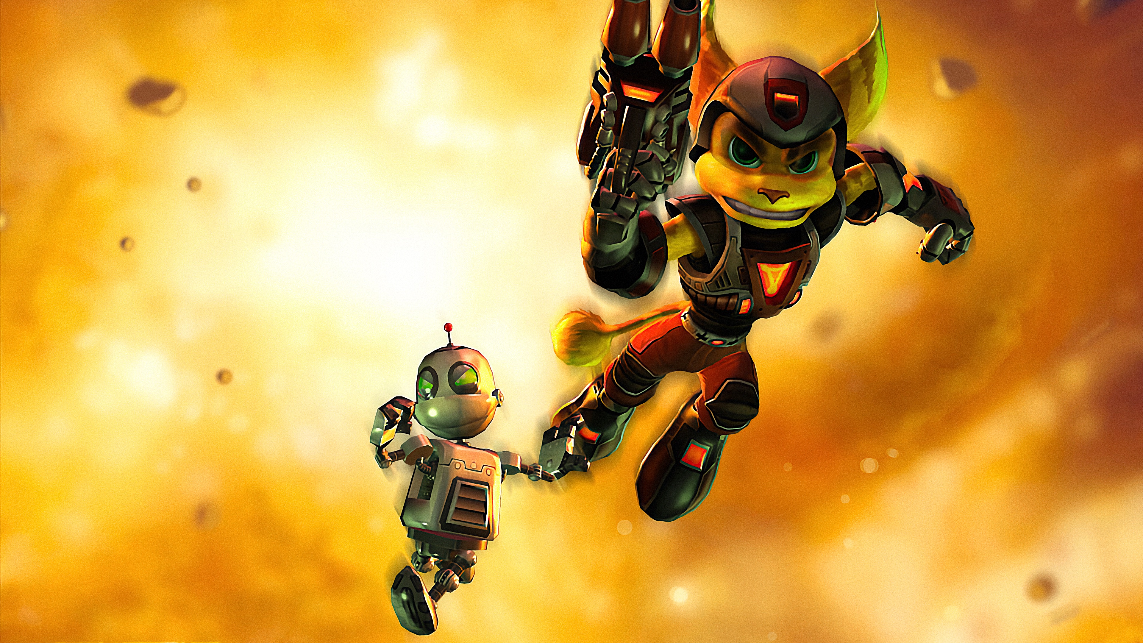 General 3840x2160 Ratchet & Clank PlayStation 2 digital art video games minimalism Video Game Heroes gun simple background angry video game characters CGI