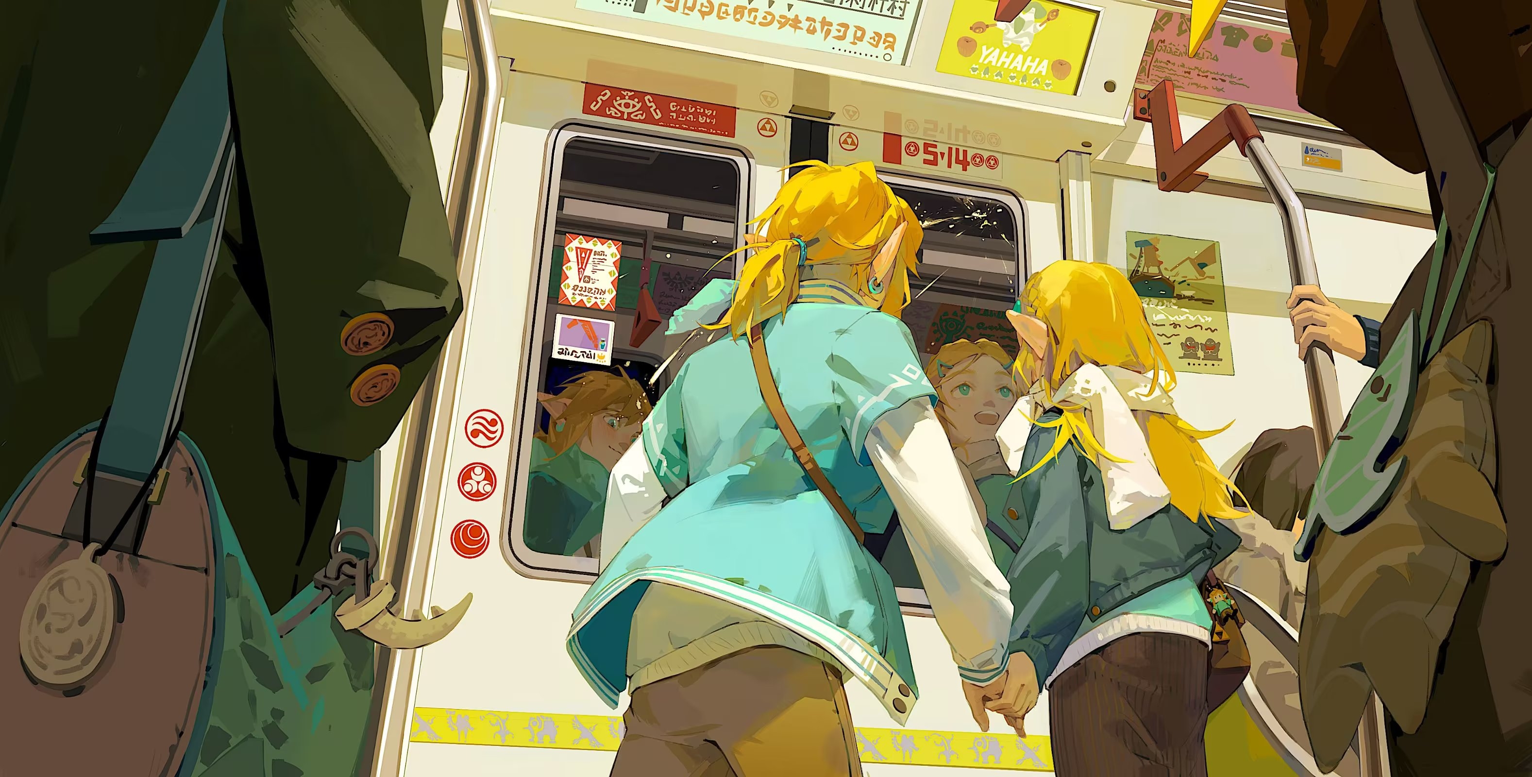 General 3155x1600 video games Zelda Link The Legend of Zelda Zelda Breath of the Wild video game characters video game art blonde reflection subway low-angle