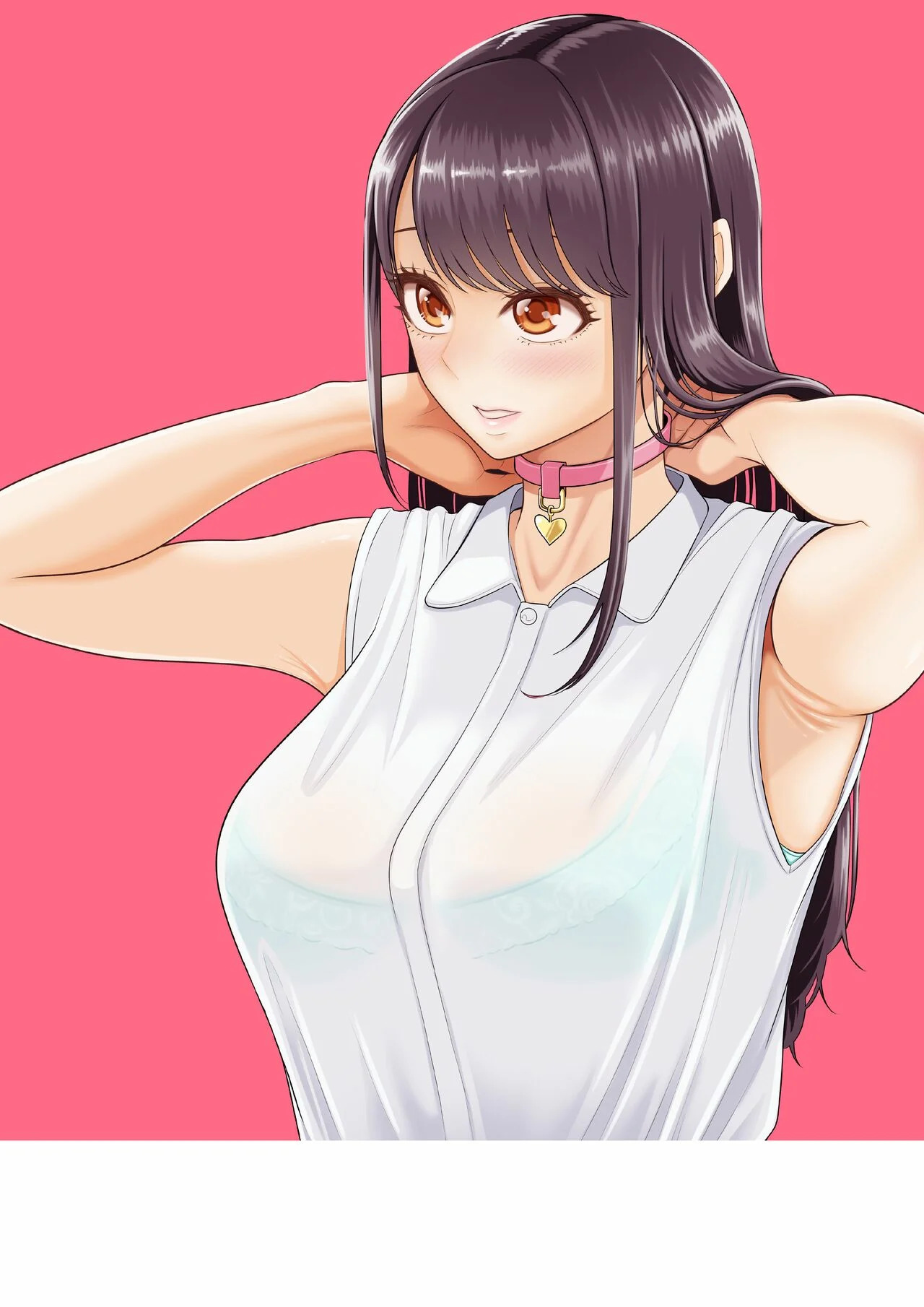Anime 1280x1810 anime girls big boobs bra top necklace pretty blood boobs red eyes