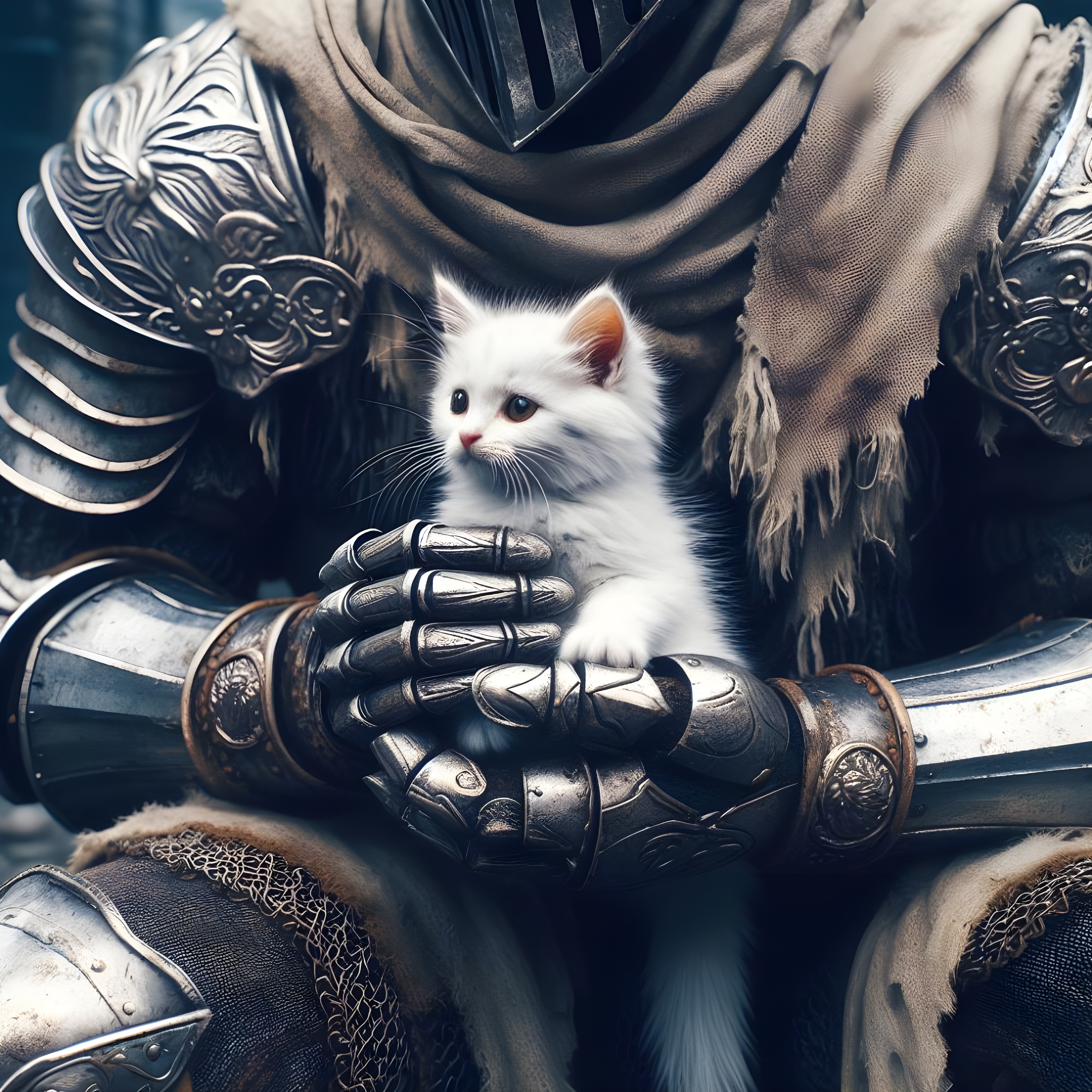 General 4000x4000 cats knight AI art digital art love kittens
