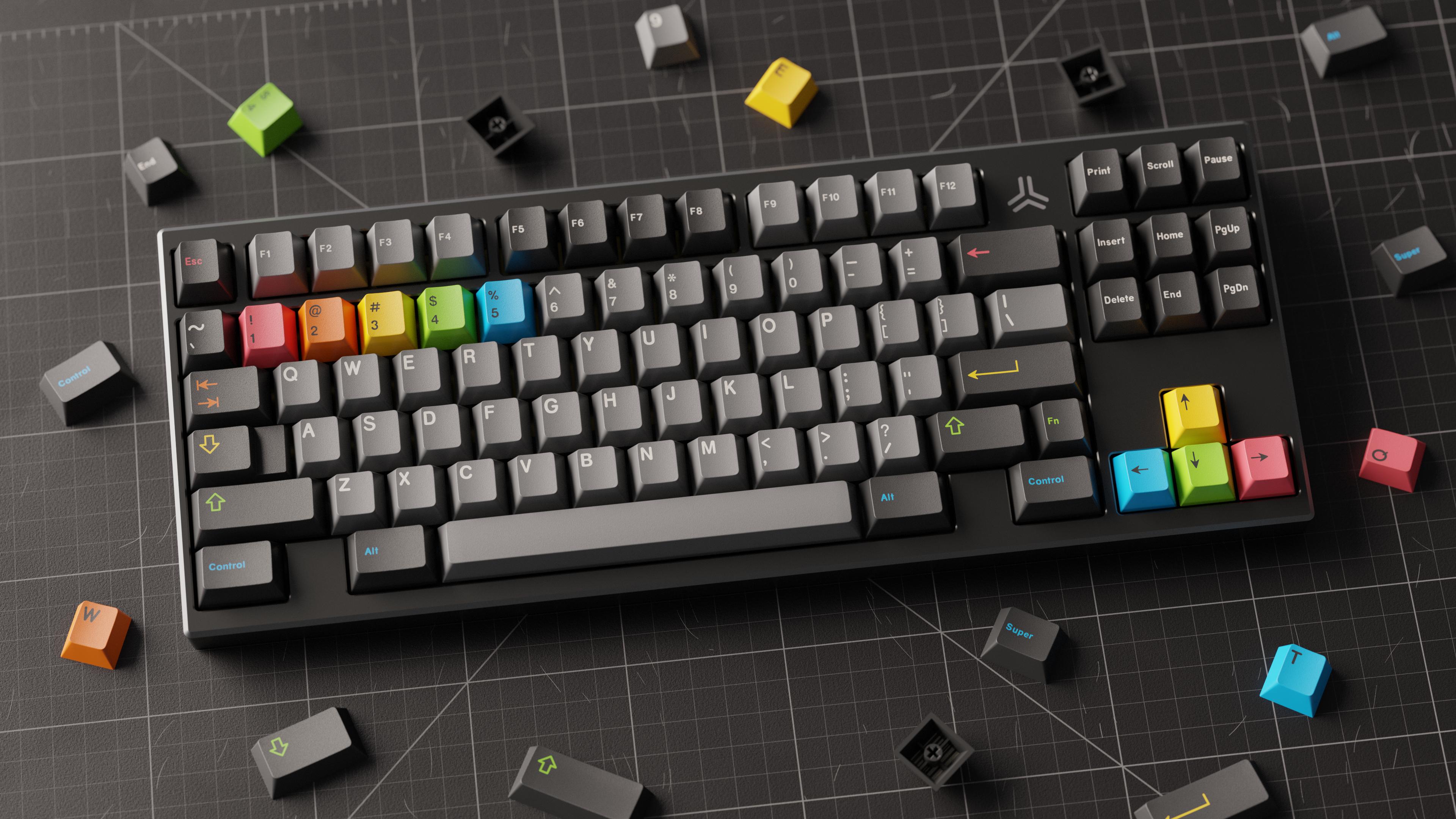 General 3840x2160 keyboards qwerty technology table keycap prototypes selective coloring