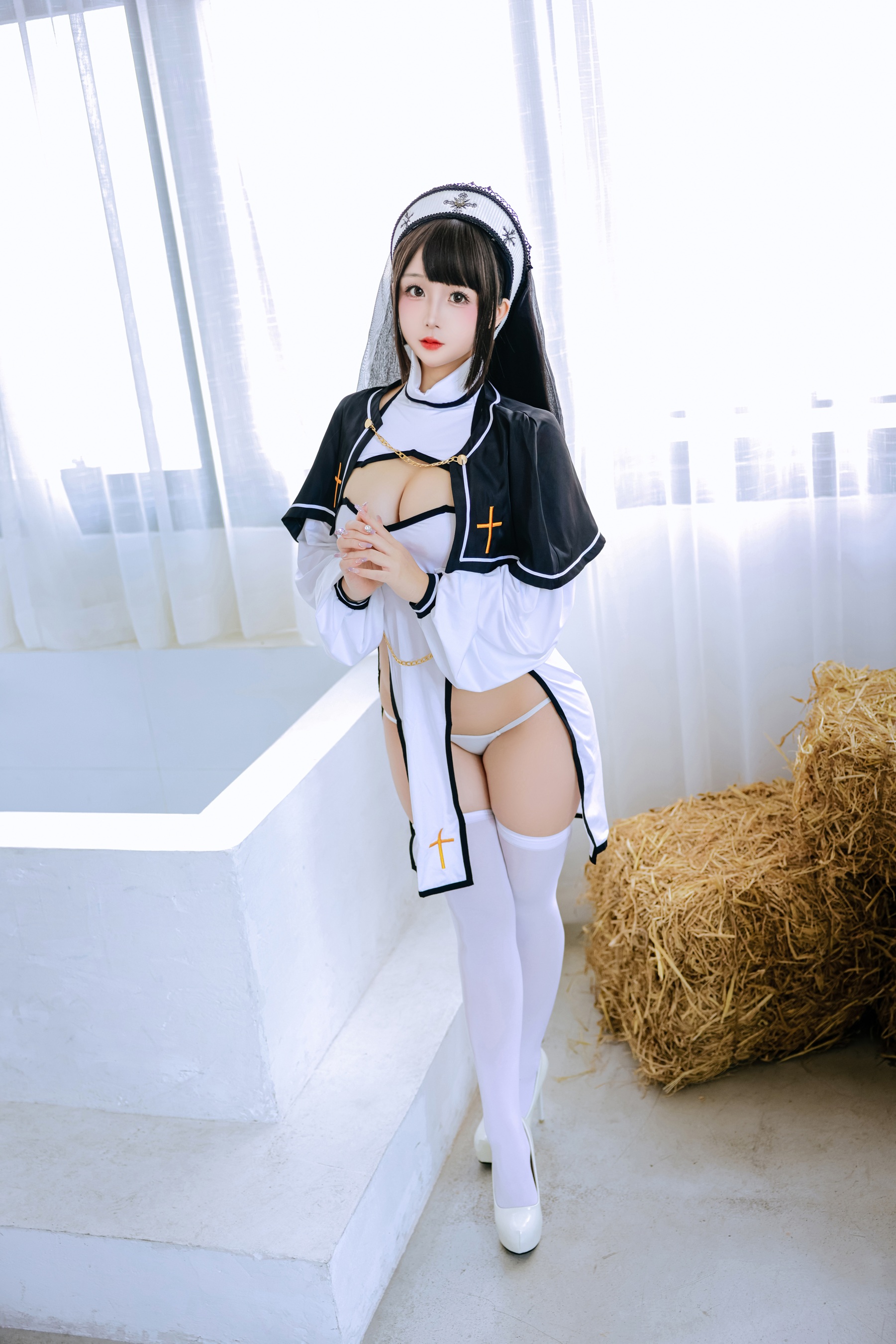 People 1801x2700 Rina Jiao model women cosplay nun outfit Asian stockings
