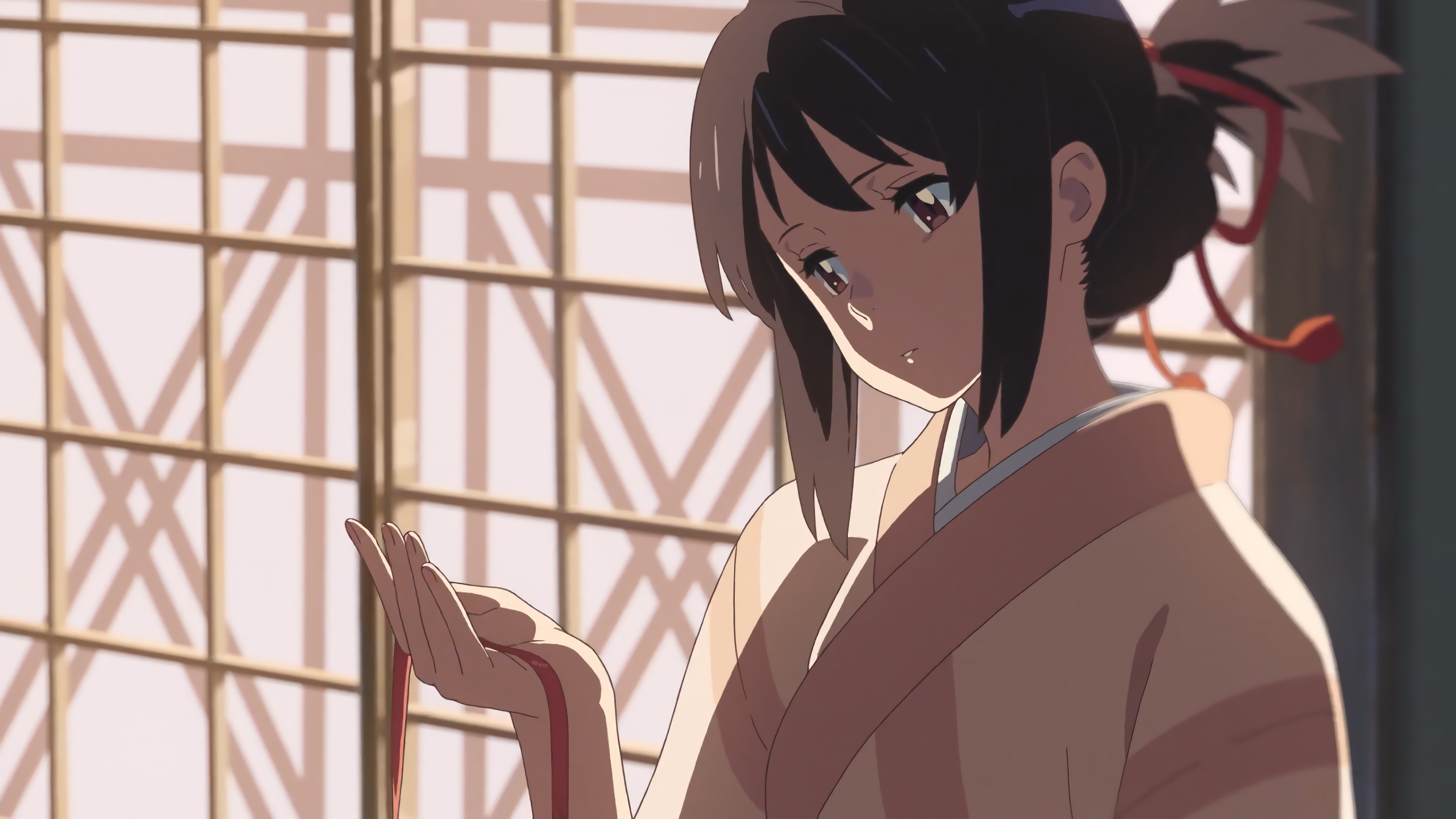 Anime 7680x4320 anime girls pink kimono Miyamizu Mitsuha Kimi no Na Wa anime screenshot