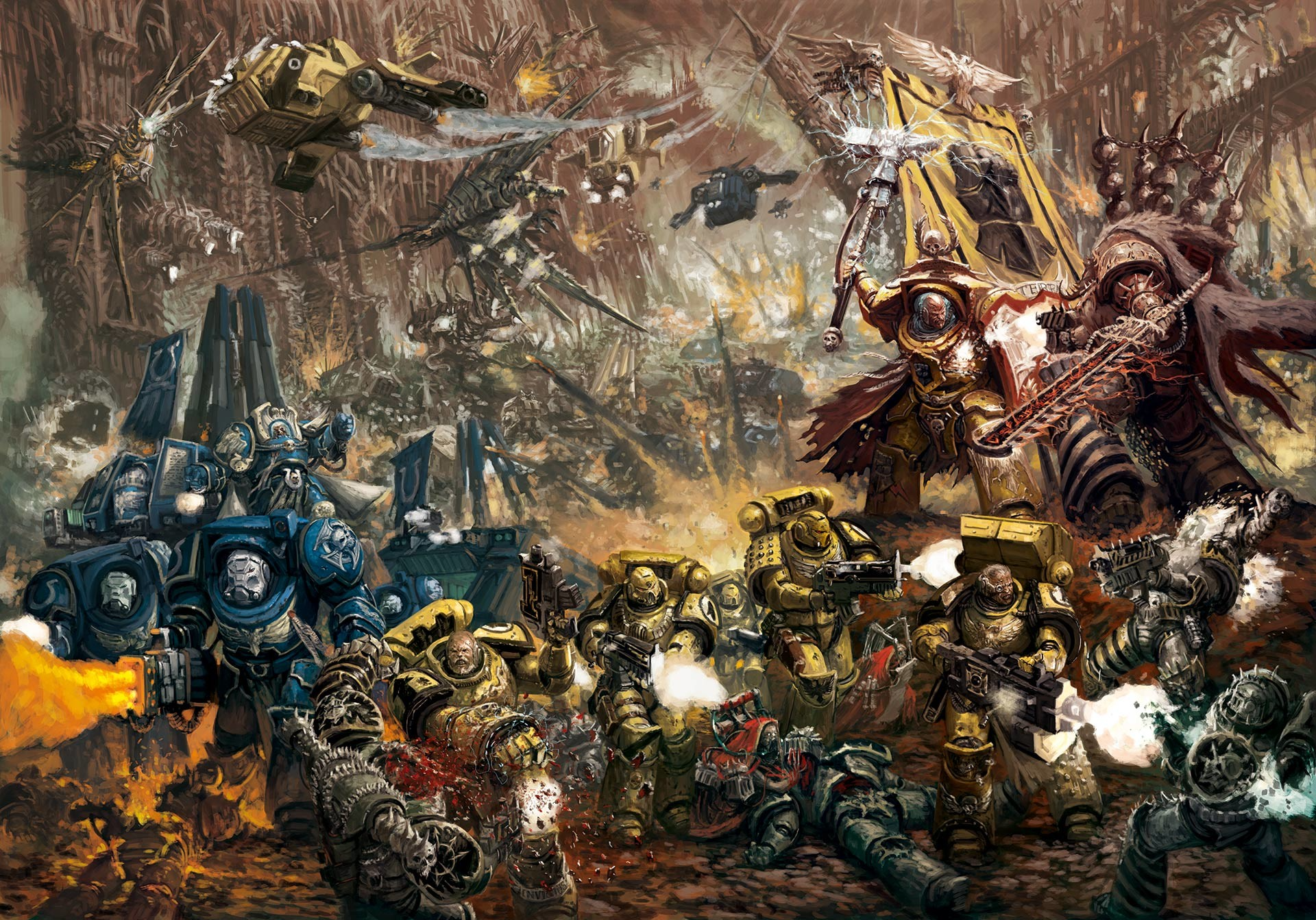General 1920x1343 Warhammer Warhammer 40,000 Warhammer 30,000 power armor space marines science fiction gun bolter Ultramarines Imperial Fists Chaos Space Marine deamons video games video game art armor