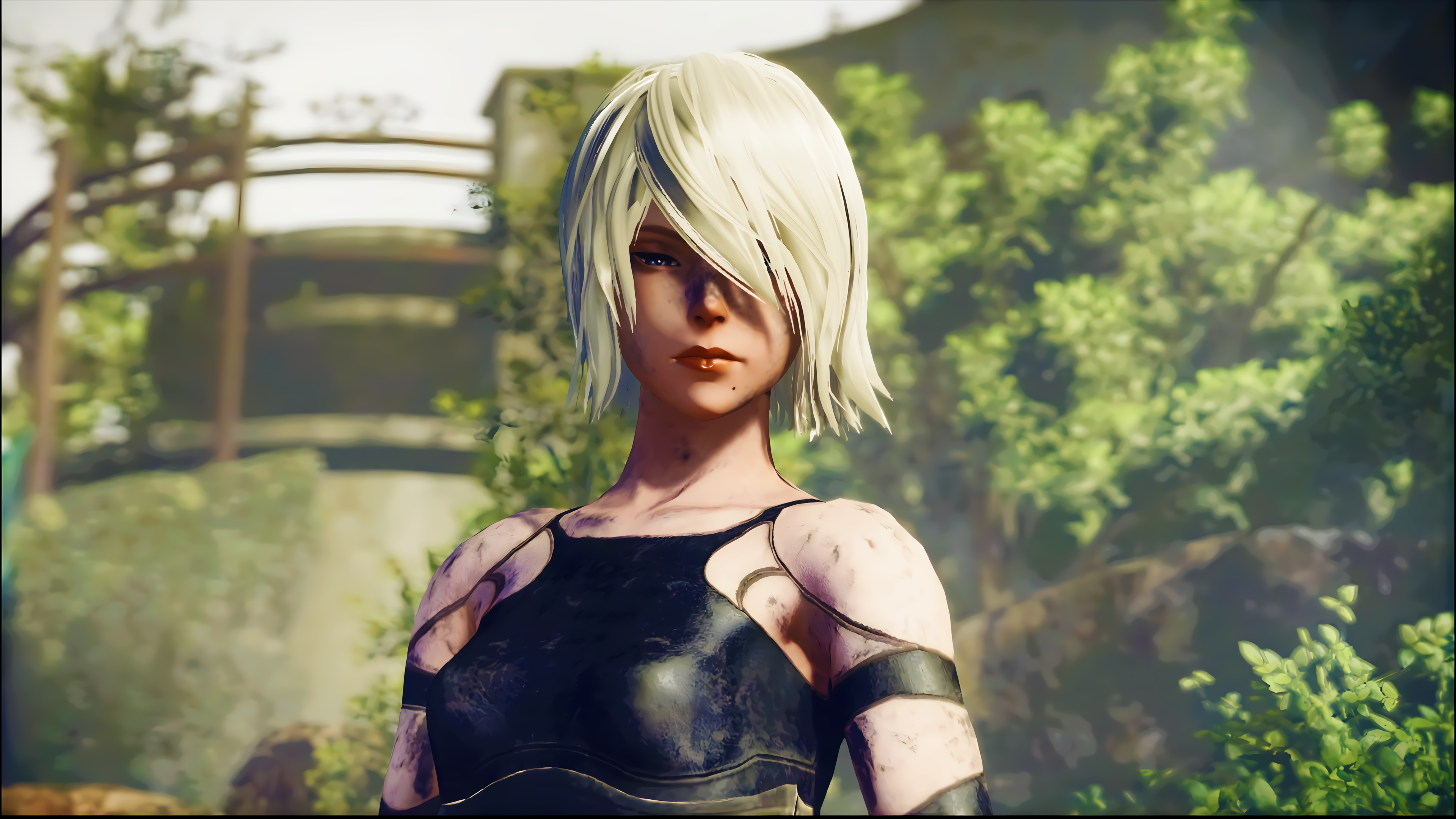 General 3840x2160 A2 (Nier: Automata) Nier: Automata video game girls video game characters video games CGI white hair moles dirty hair over one eye mole under mouth