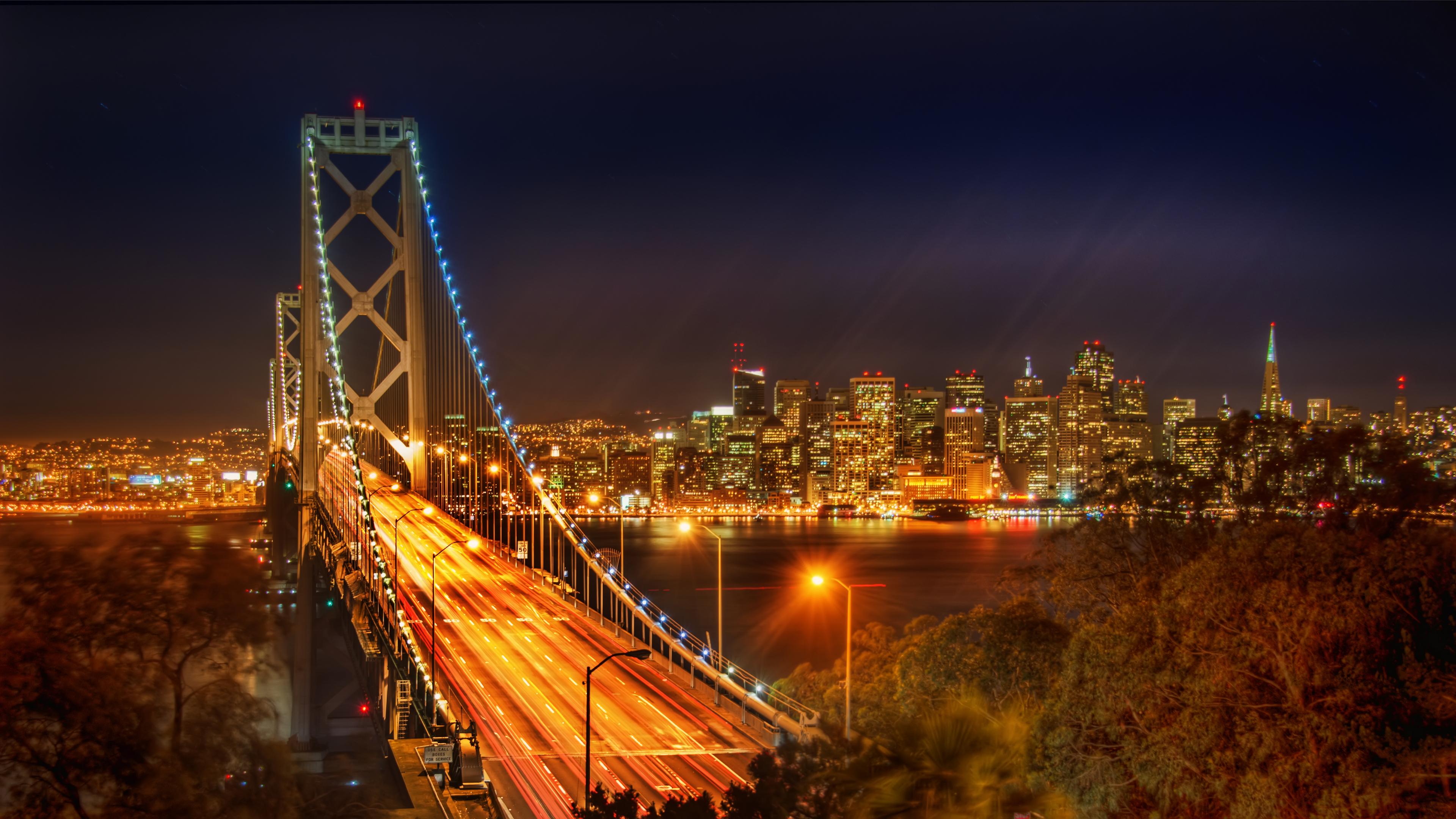 General 3840x2160 Trey Ratcliff 4K photography California bridge city lights lights night sky San Francisco