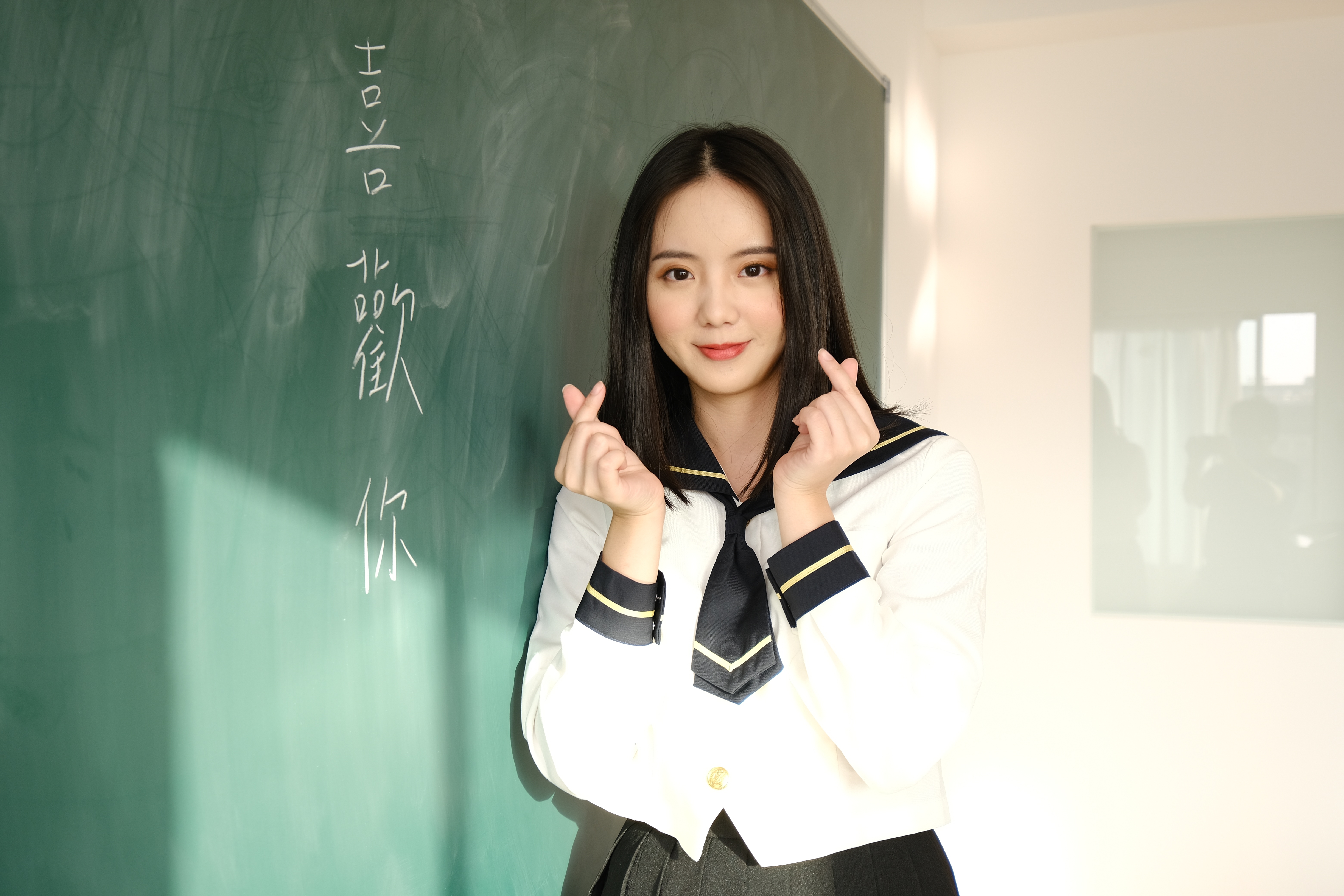 People 6240x4160 classroom chalkboard Asian school uniform women